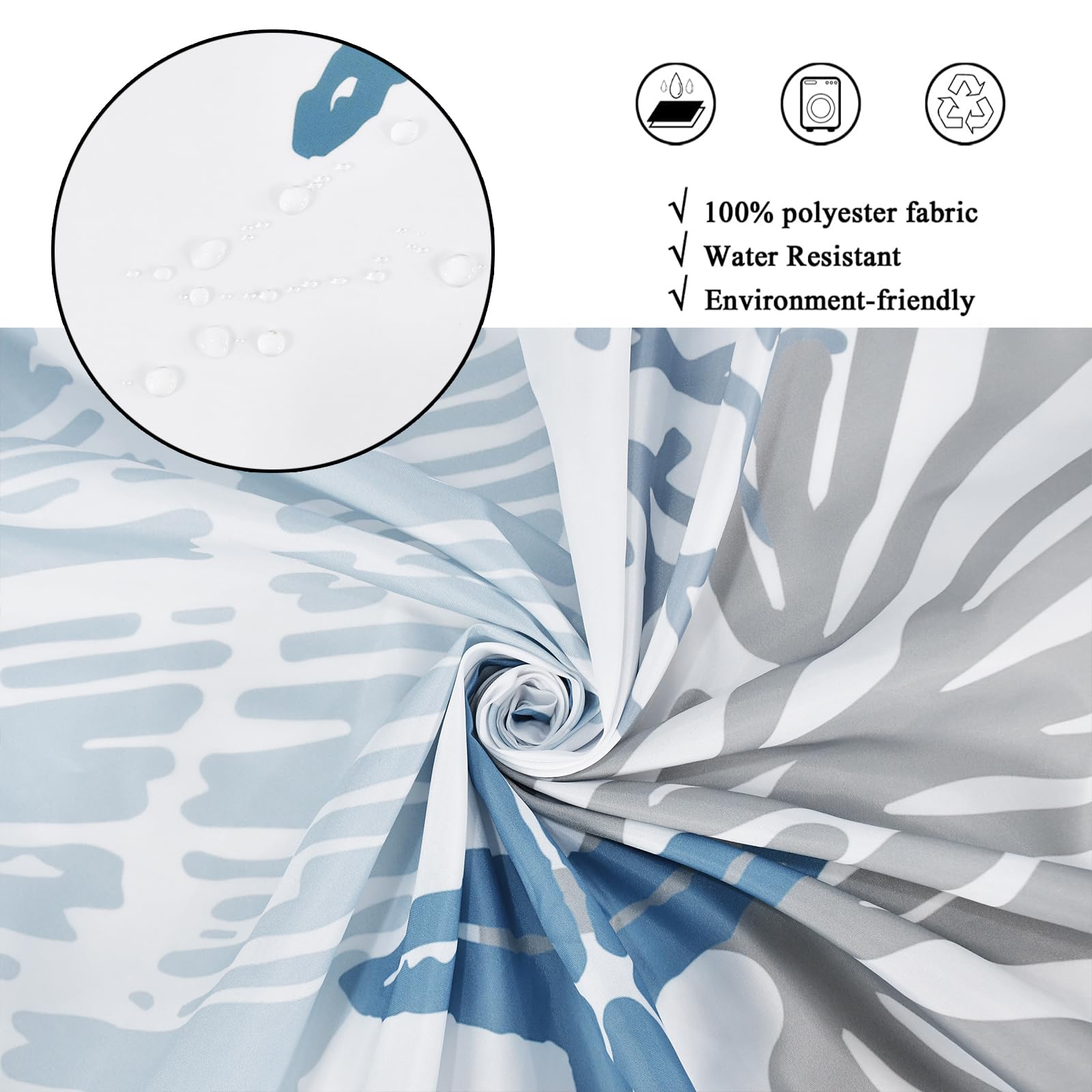 Caheansi Nautical Coastal Shower Curtain, Blue Ocean Beach Seashell Starfish Themed Bathroom Curtain Waterproof Fabric Machine W