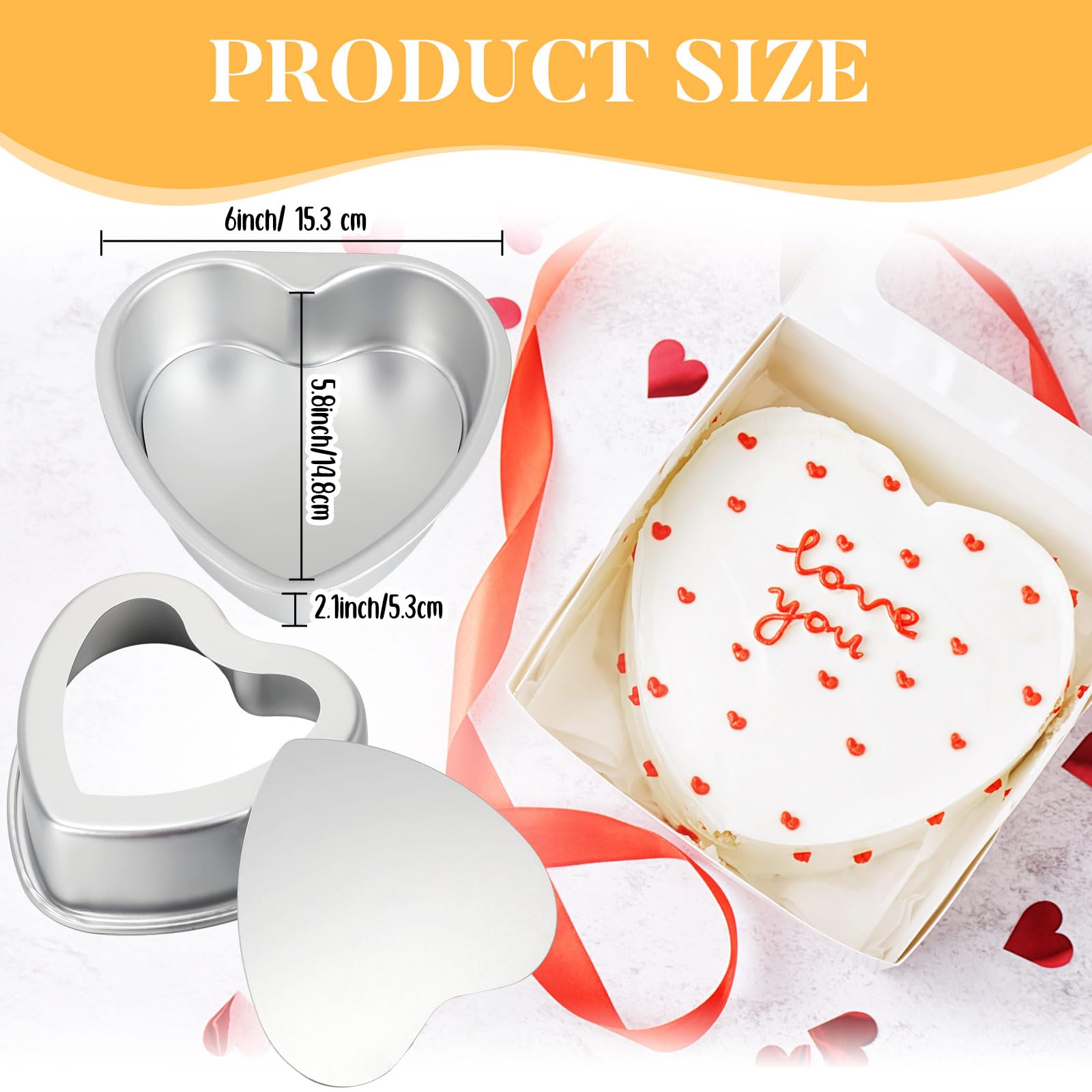 Uiifan 6 Pcs 6 Inch Heart Shaped Cake Pans With Removable Bottom Aluminum Heart Cake Mold For Oven Baking Diy Birthday Valentine