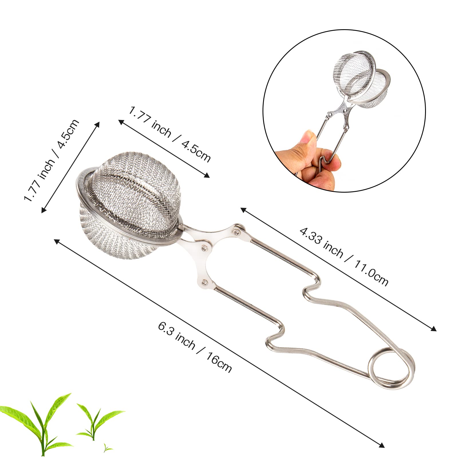 Snap Ball Tea Strainer  Exptolii 2 Pack Stainless Steel Tea Infuser Filter with Handle for Loose Leaf Tea  Spices  Seasonings