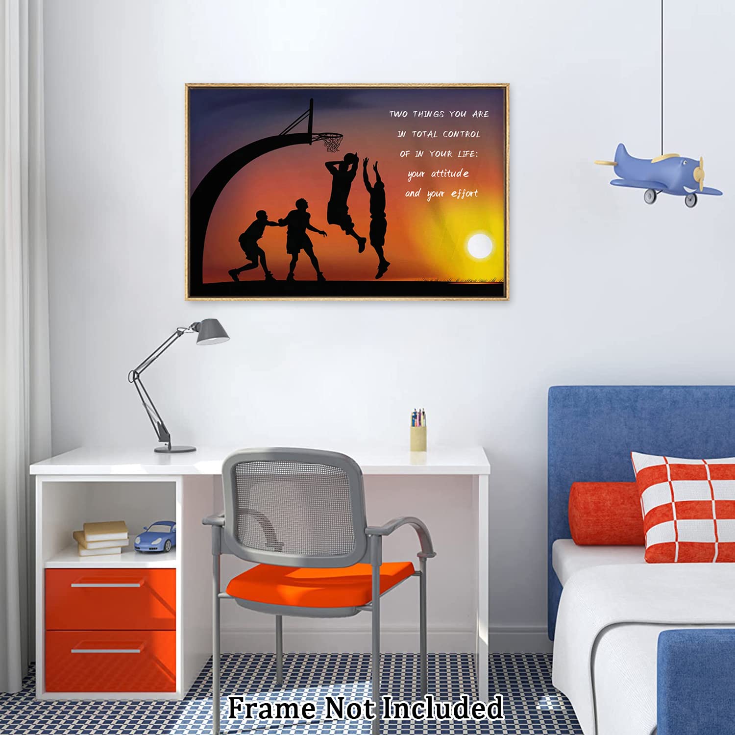 Two Things You Are In Total Control Canvas Painting Modern Abstract Wall Art Boys Play Basketball Inspirational Quote Posters An