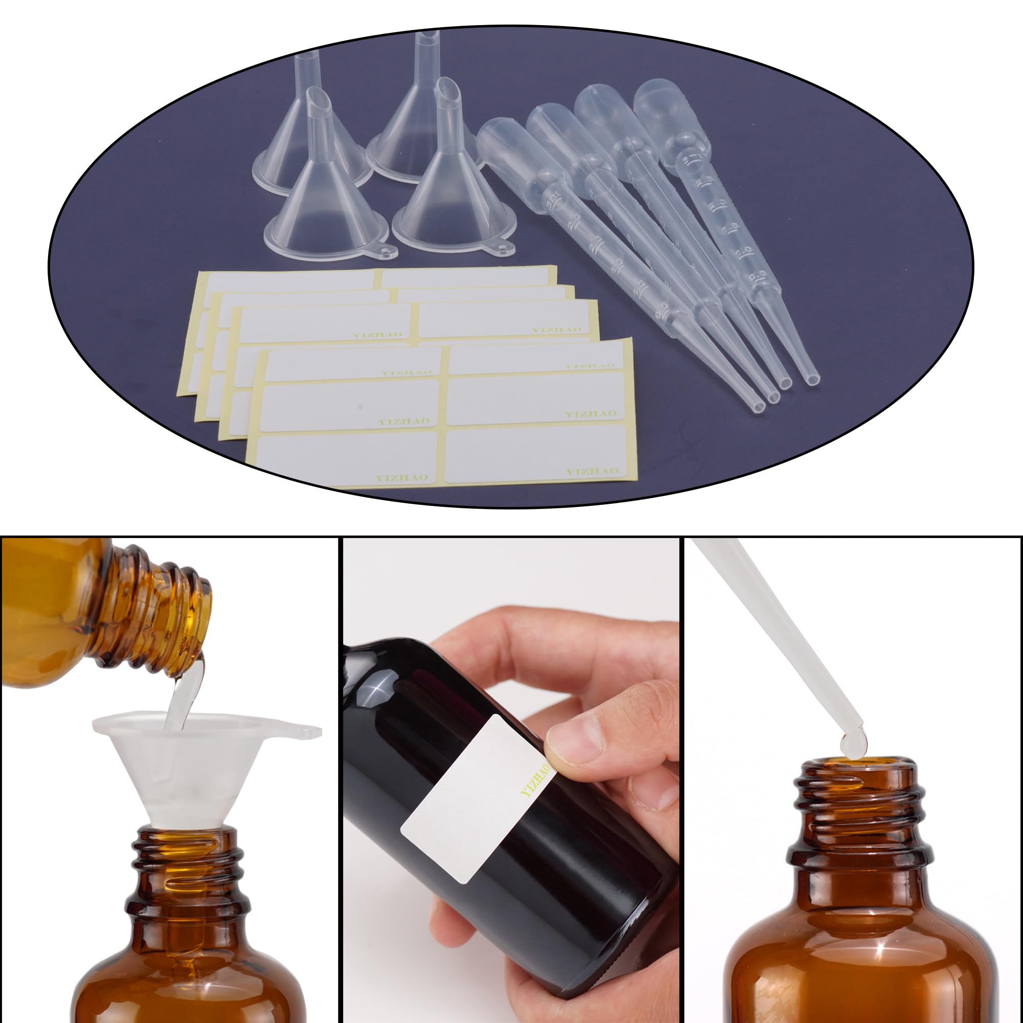 Yizhao Amber Glass Spray Bottles 1Oz, With Small Fine Mist Spray, Metal Cap, Refillable For Essential Oil,Travel,Cleaning,Perfum