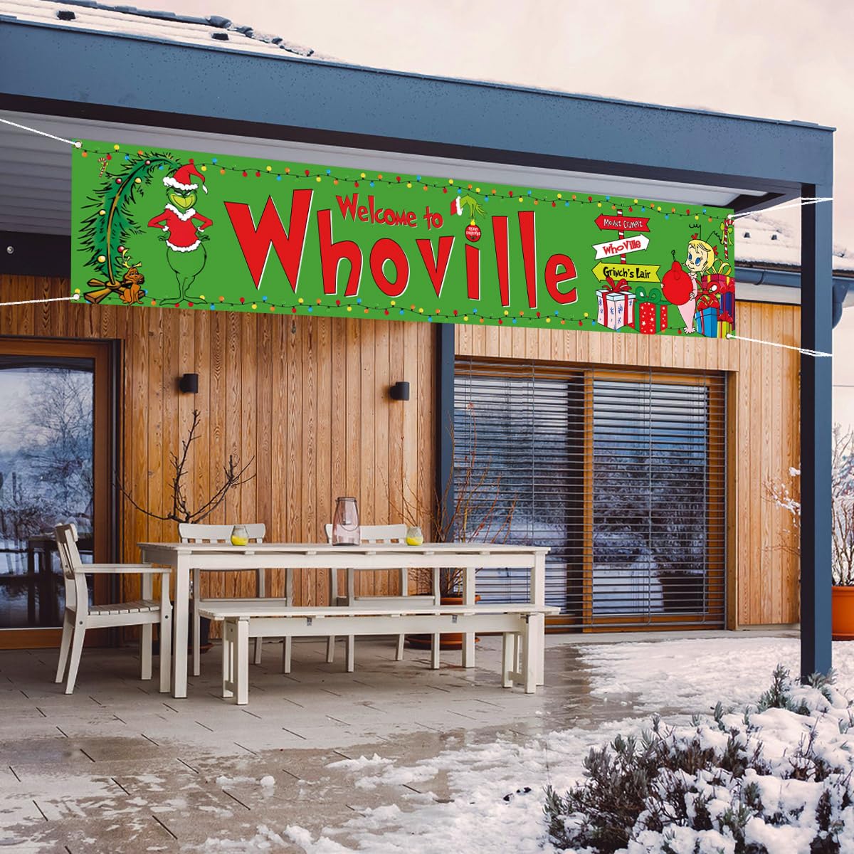 Nepnuser Welcome To Whoville Fence Banner Green Christmas Winter Holiday Birthday Party Decoration Xmas Large Home Garden Outdoo