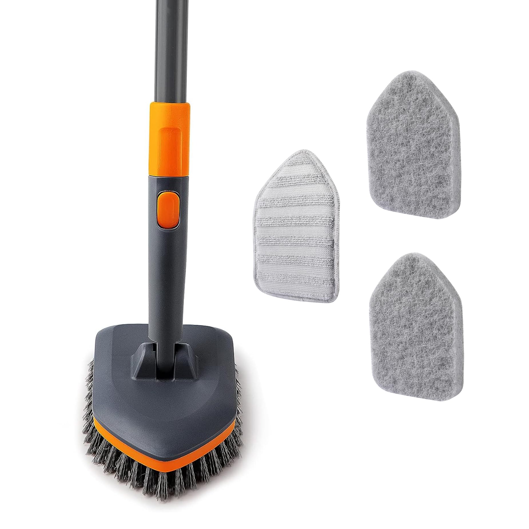 Cleanhome Tile Tub Scrubber Brush With 3 Different Function Cleaning Heads And 56'' Extendable Long Handle-No Scratch Shower Scr
