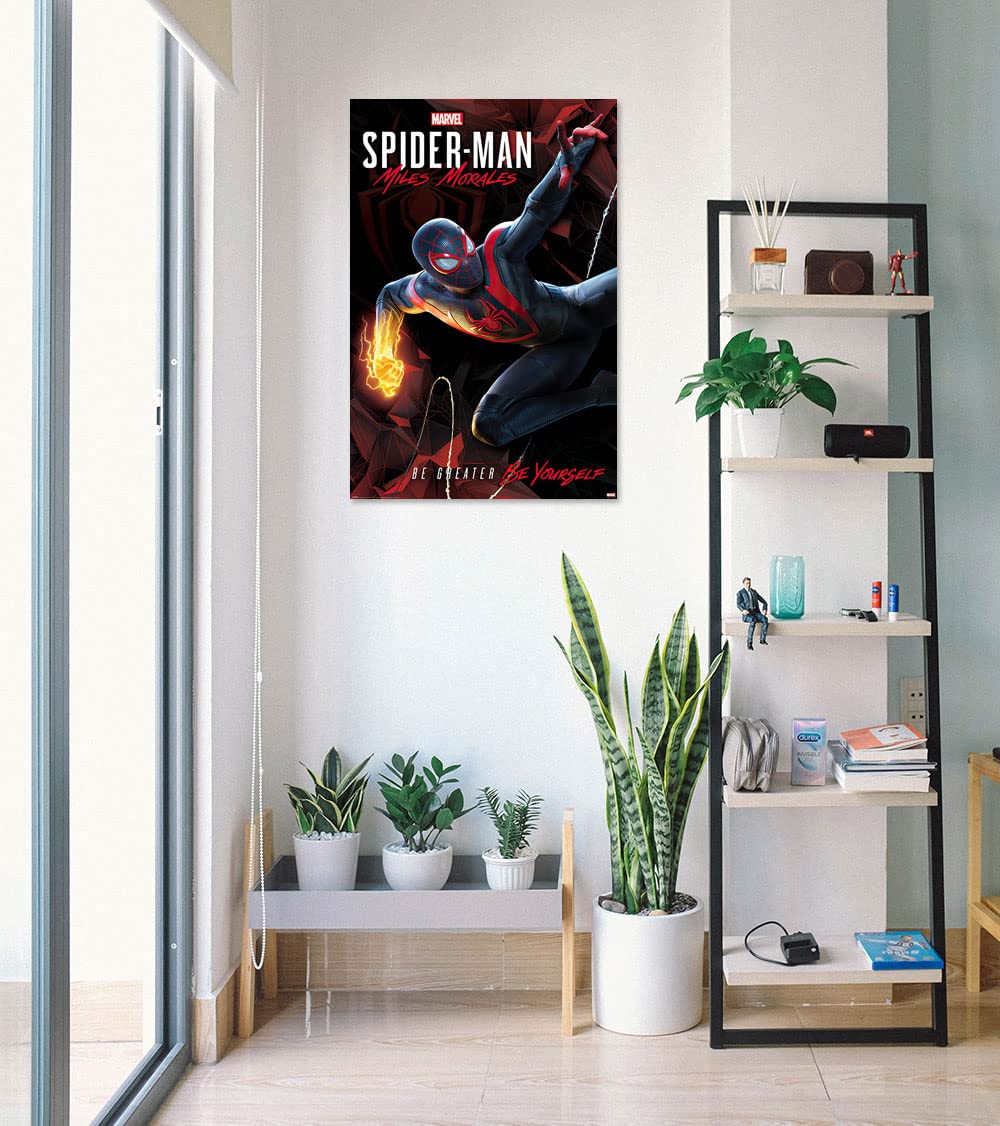 Poster Stop Online Spider-Man Miles Morales - Marvel Gaming Poster (Game Cover - Key Art - Cybernetic Swing) (Size 24'' X 36'')