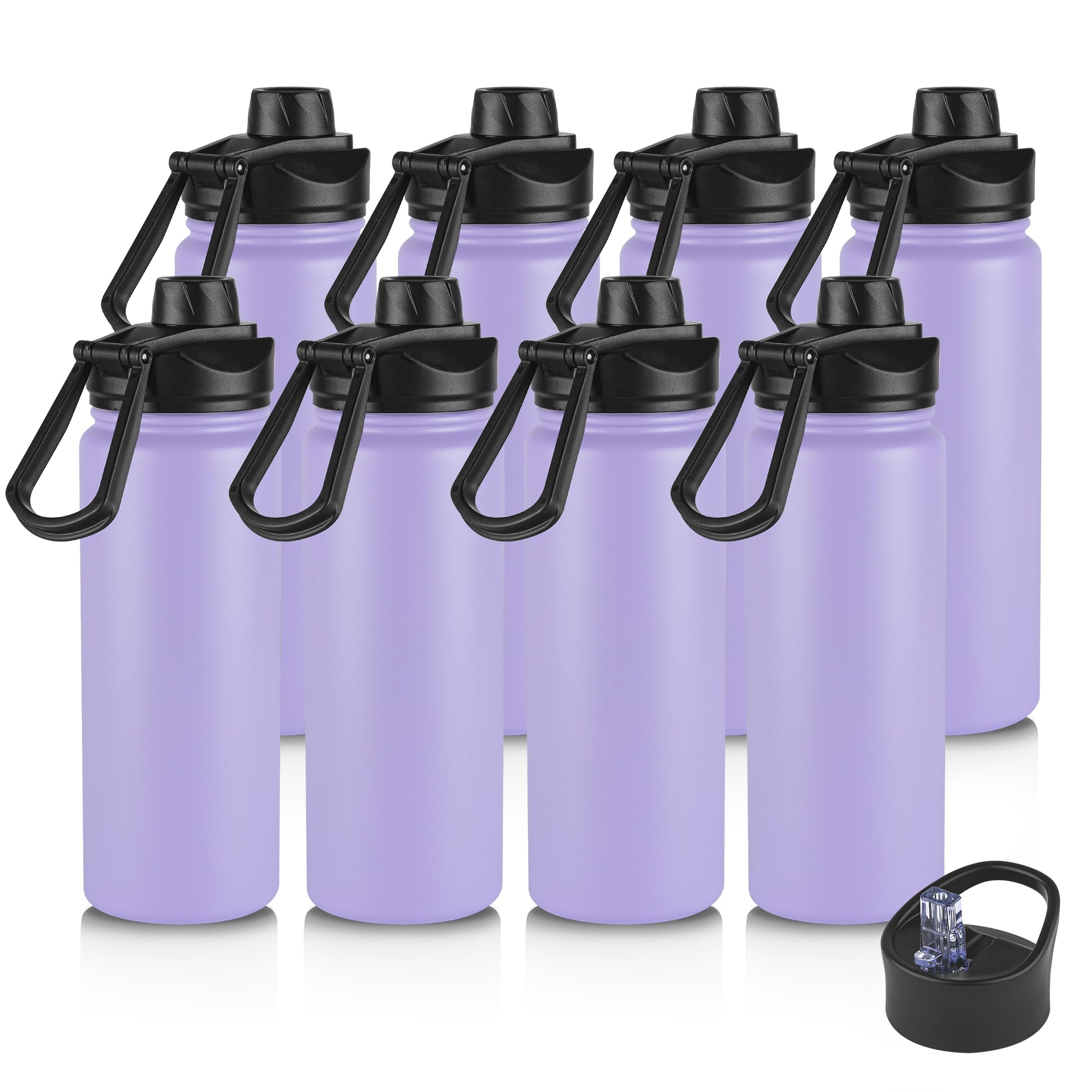 VEGOND 24oz Insulated Water Bottle with Straw Lid, Stainless Steel Metal Water Bottle with Straw & Wide Mouth Lid, Double Wall V