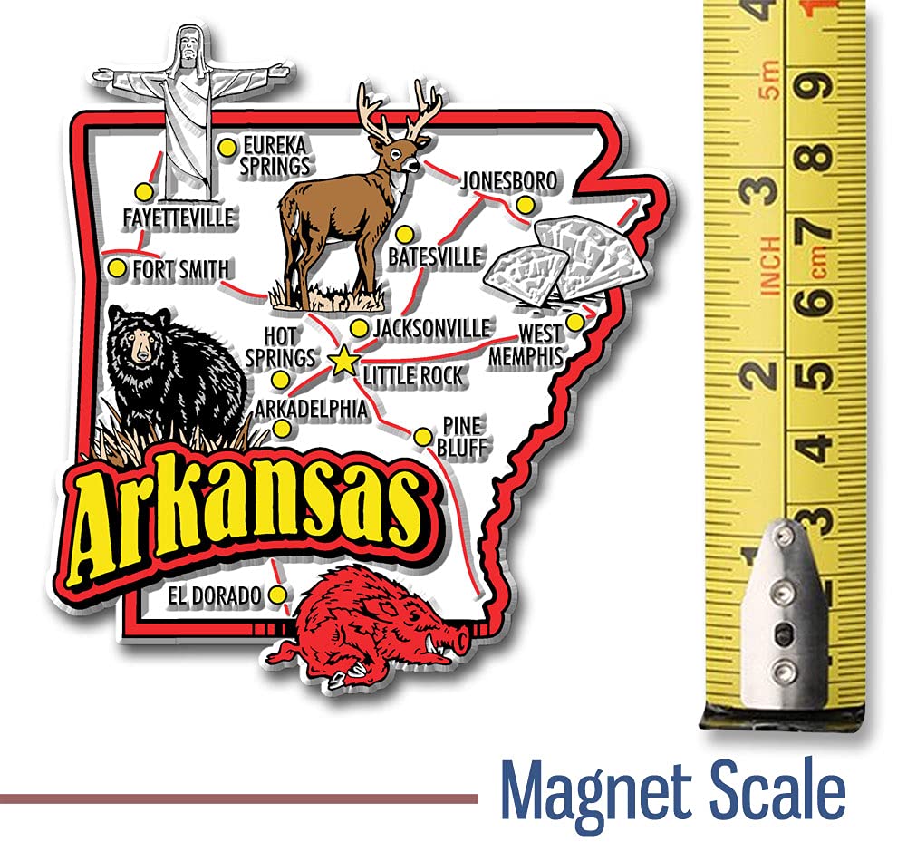 Arkansas Jumbo State Magnet By Classic Magnets, 3.5'' X 3.7'', Collectible Souvenirs Made In The Usa