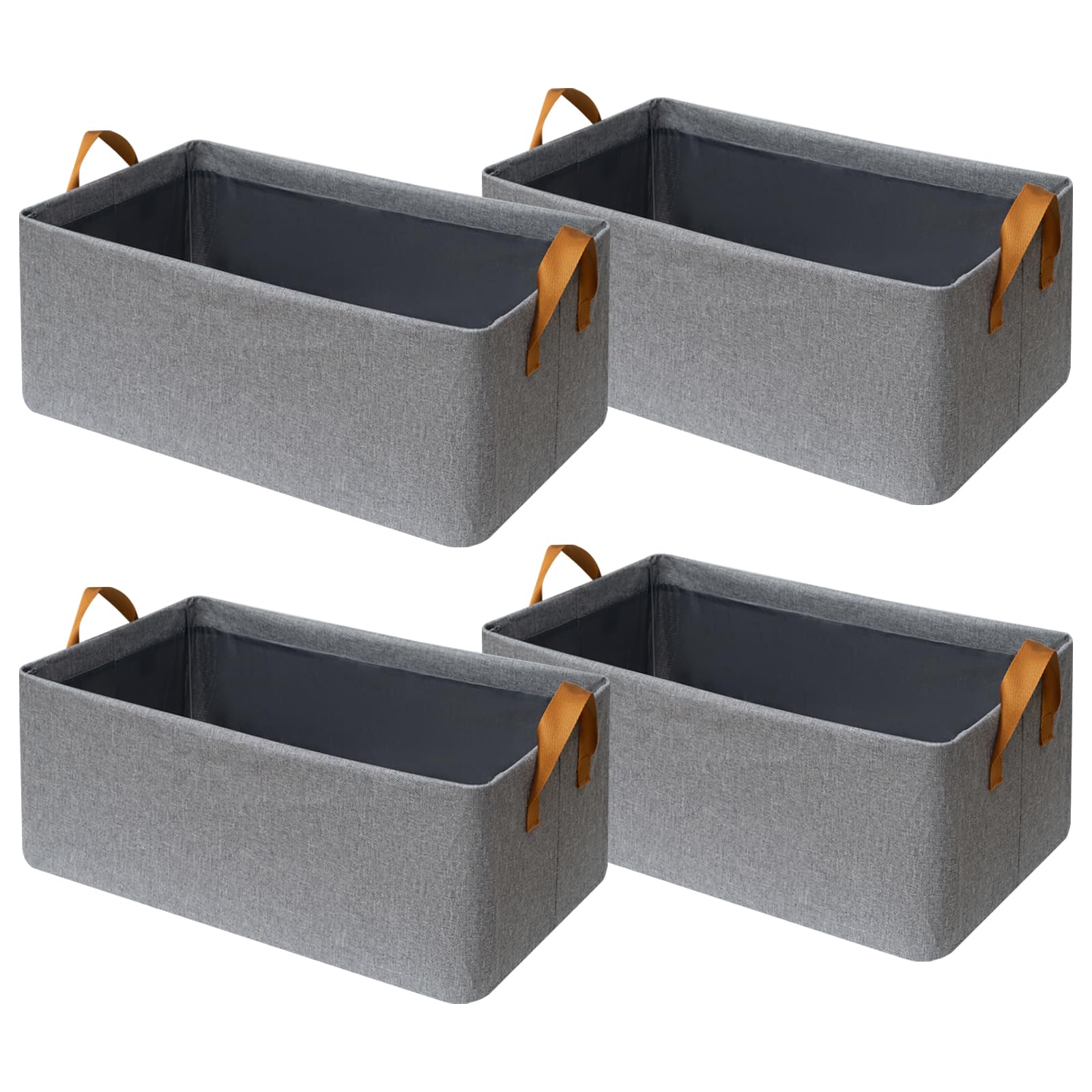 Closet Cloth Storage Bins For Shelves,4 Pack Storage Baskets For Shelves, Large Linen Bins For Closet Organization With Handles(
