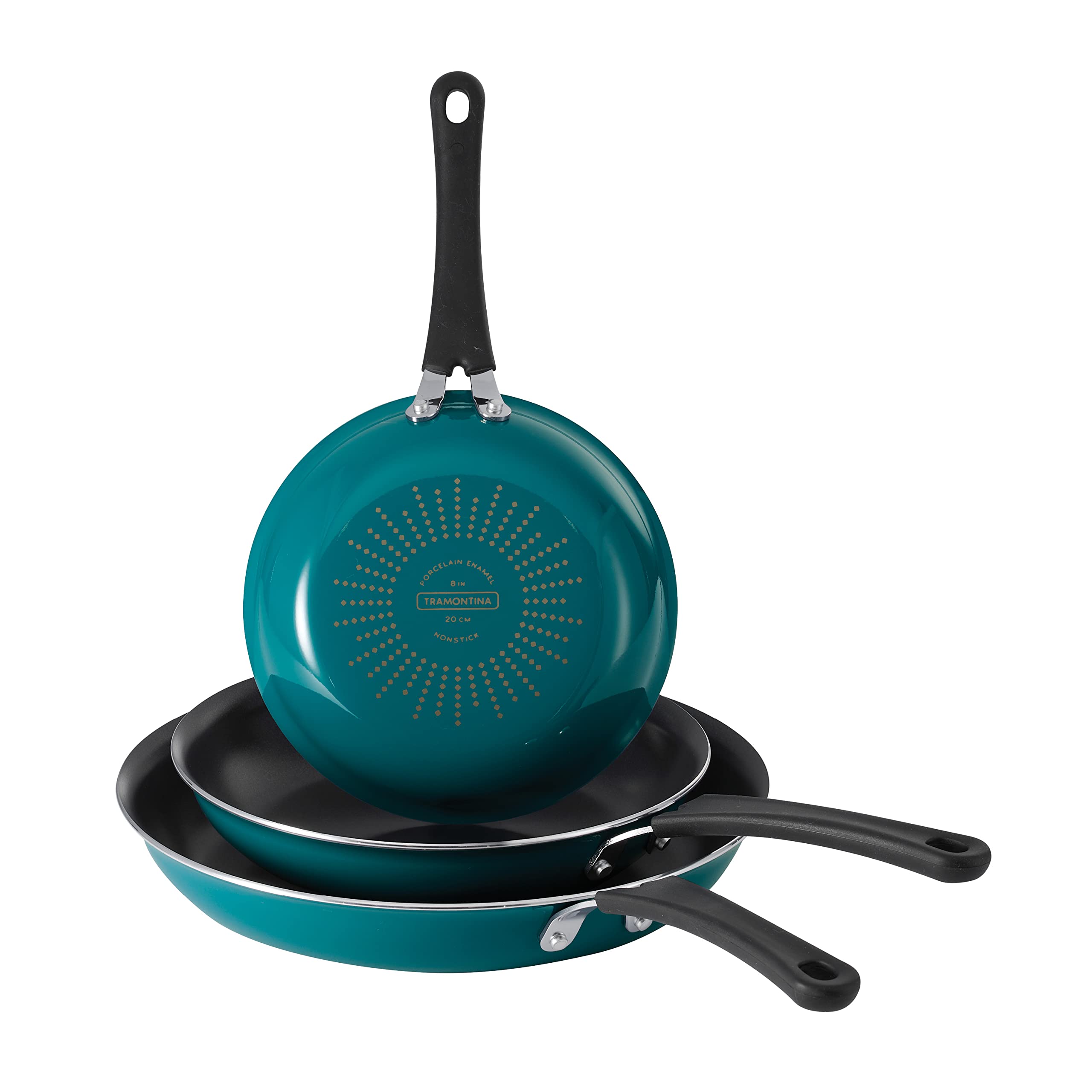 Tramontina Porcelain Enamel Non Stick 3-Pack Frying Pans, Skillet Set with Reinforced Nonstick Coating, Dishwasher and Oven Safe