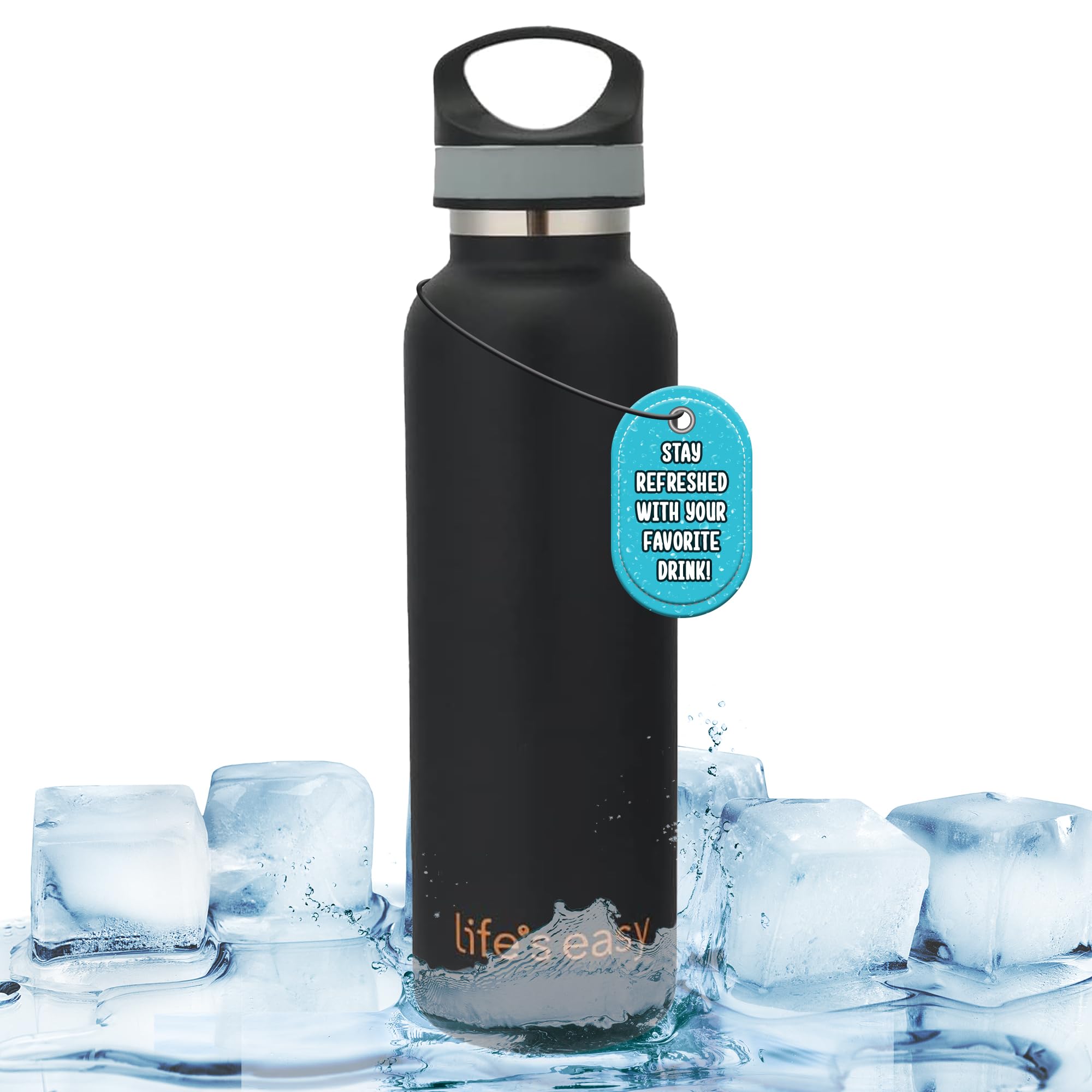 Life'S Easy Insulated Sports Water Bottle With Lid. Stainless Steel Vacuum Double Wall Thermo Flask For Hot And Cold Drinks, Sim