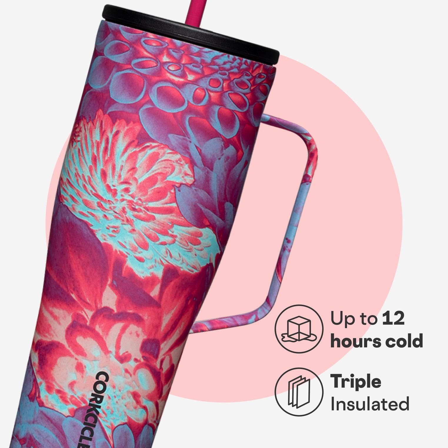Corkcicle Cold Cup XL - Insulated Tumbler with Handle - Keeps Drinks Cold 12 Hours - Triple-Insulated - Spill-Proof Lid - Summer