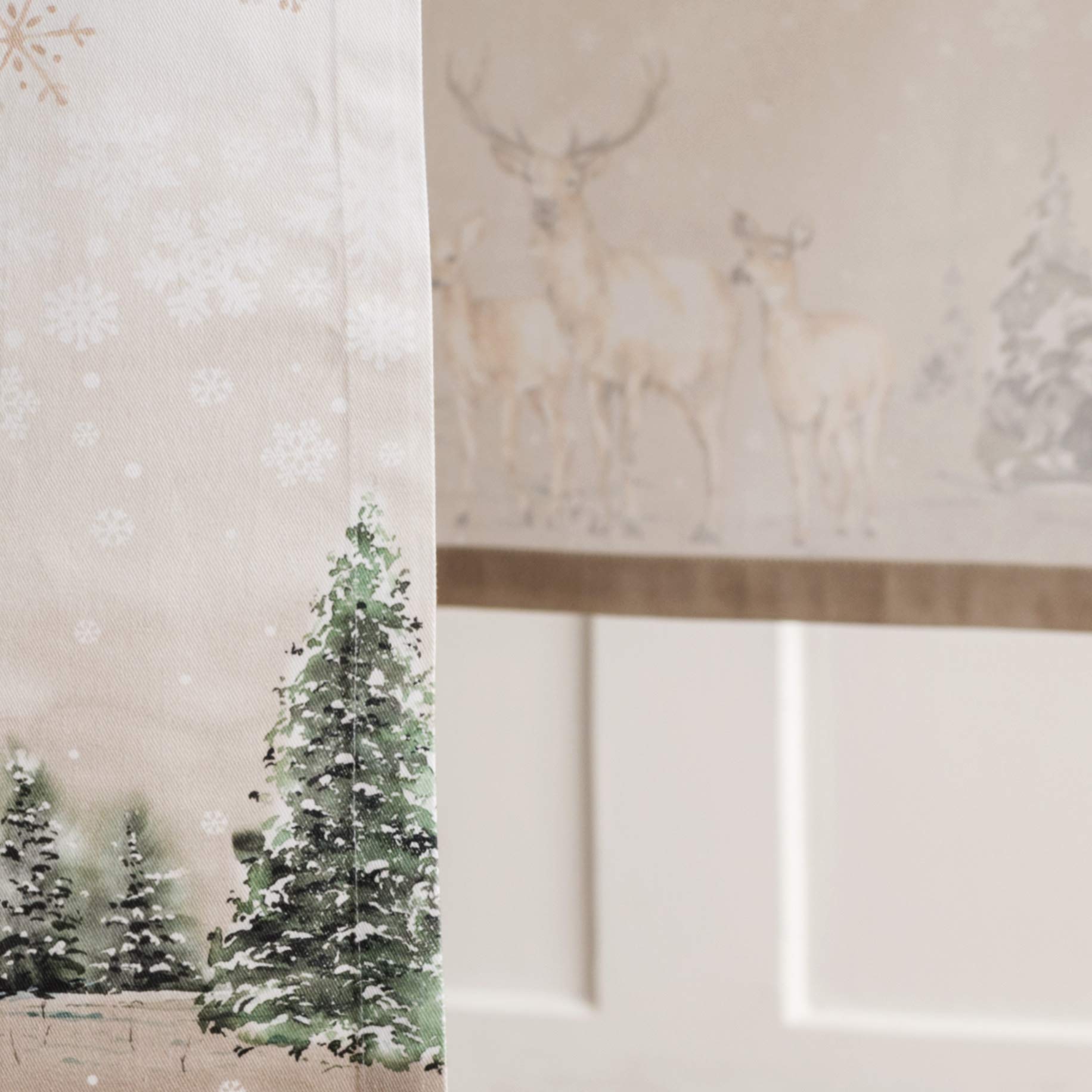 Maison D' Hermine Table Runners 100% Cotton 14.50Inch X 108Inch Tablerunner, Decorative Table Runner, Dining, Buffet, Deer In Th