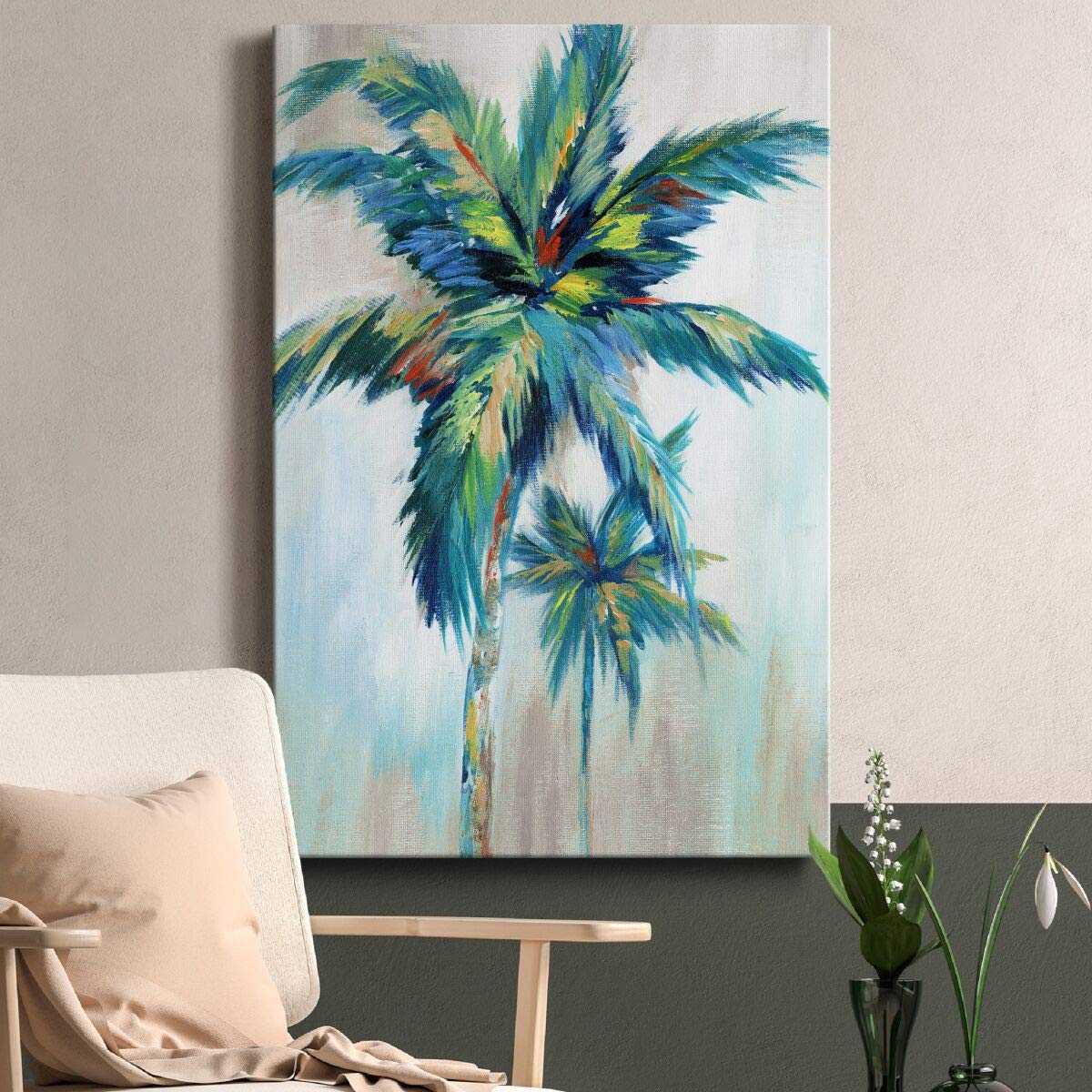 Renditions Gallery Canvas Nature Artwork For Home Green Blue Palm Trees Rustic Abstract Paintings For Bedroom Living Room Office