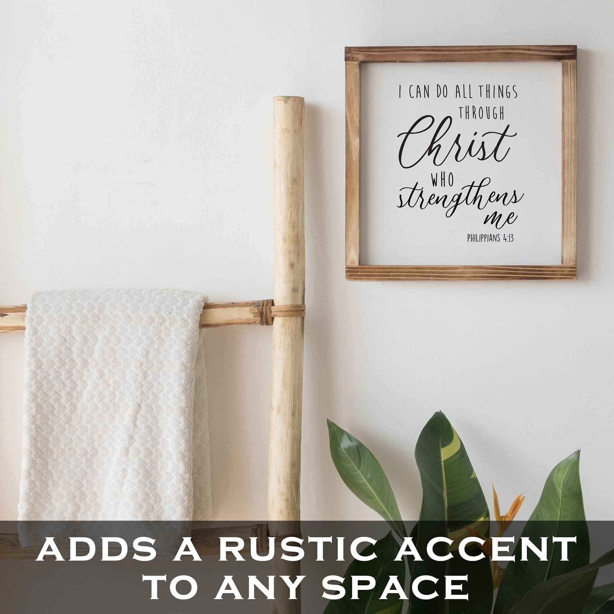 I Can Do All Things Through Christ Wall Art Sign 12X12 Inch, Christian Wall Art, Bible Verse Wall Decor Scripture Wall Art Phili