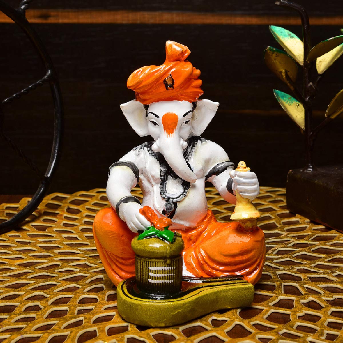 Karigaari India Handcrafted Polyresin Eco Friendly Lord Ganesha Ganpati Idol Figurine | Lord Ganesha Statue for Home Decoration