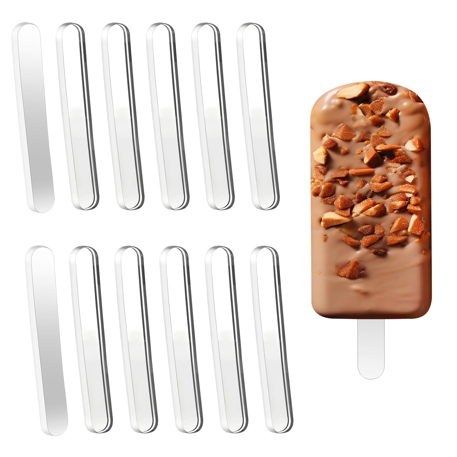 Mini Skater 30Pcs Mirror Acrylic Cakesicle Stick Ice Cream Stick For Diy Craft Candy Cake Mold Home Party Plant Labels Hair Remo