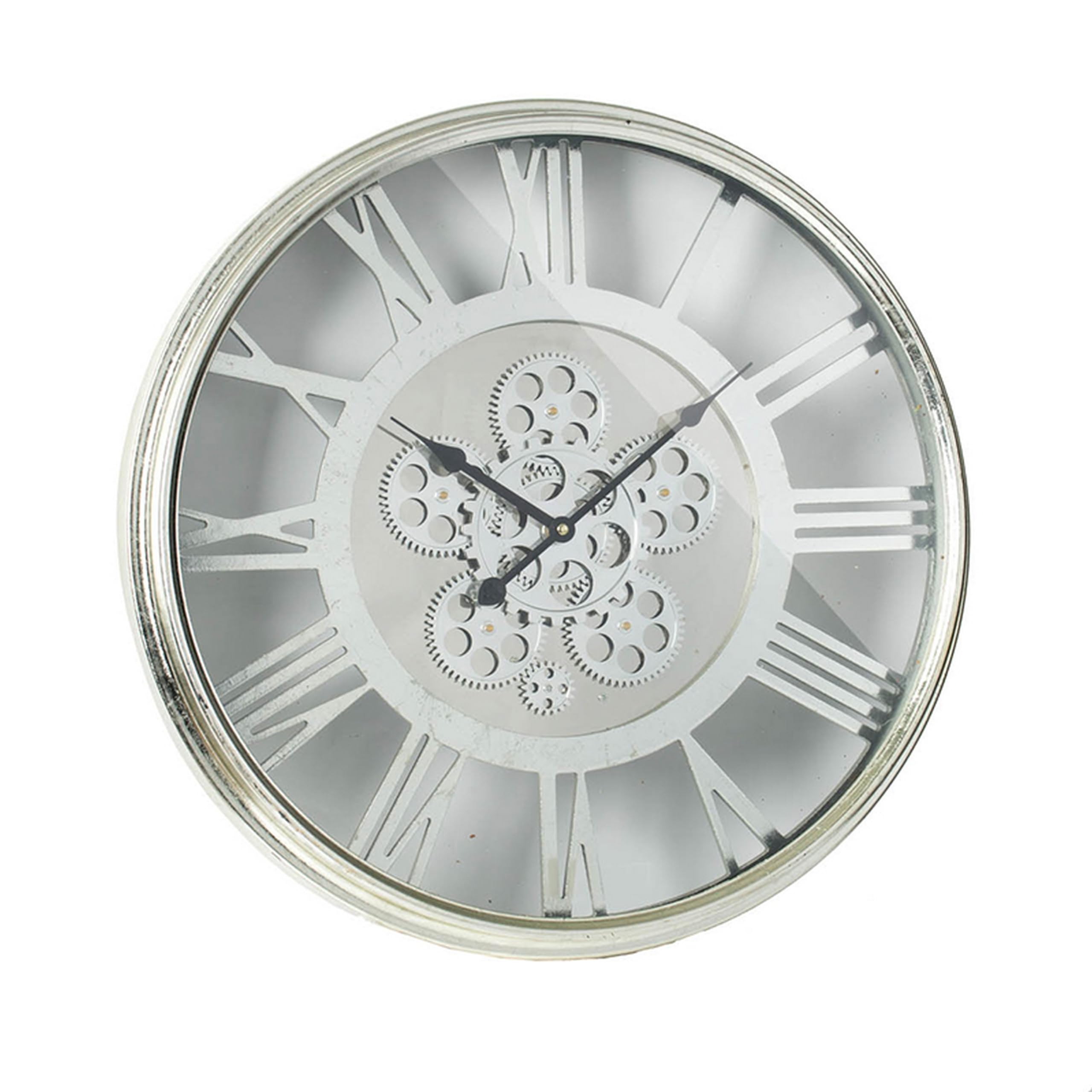 Benzara Minimalist Sleek, Metallic Gray Clock