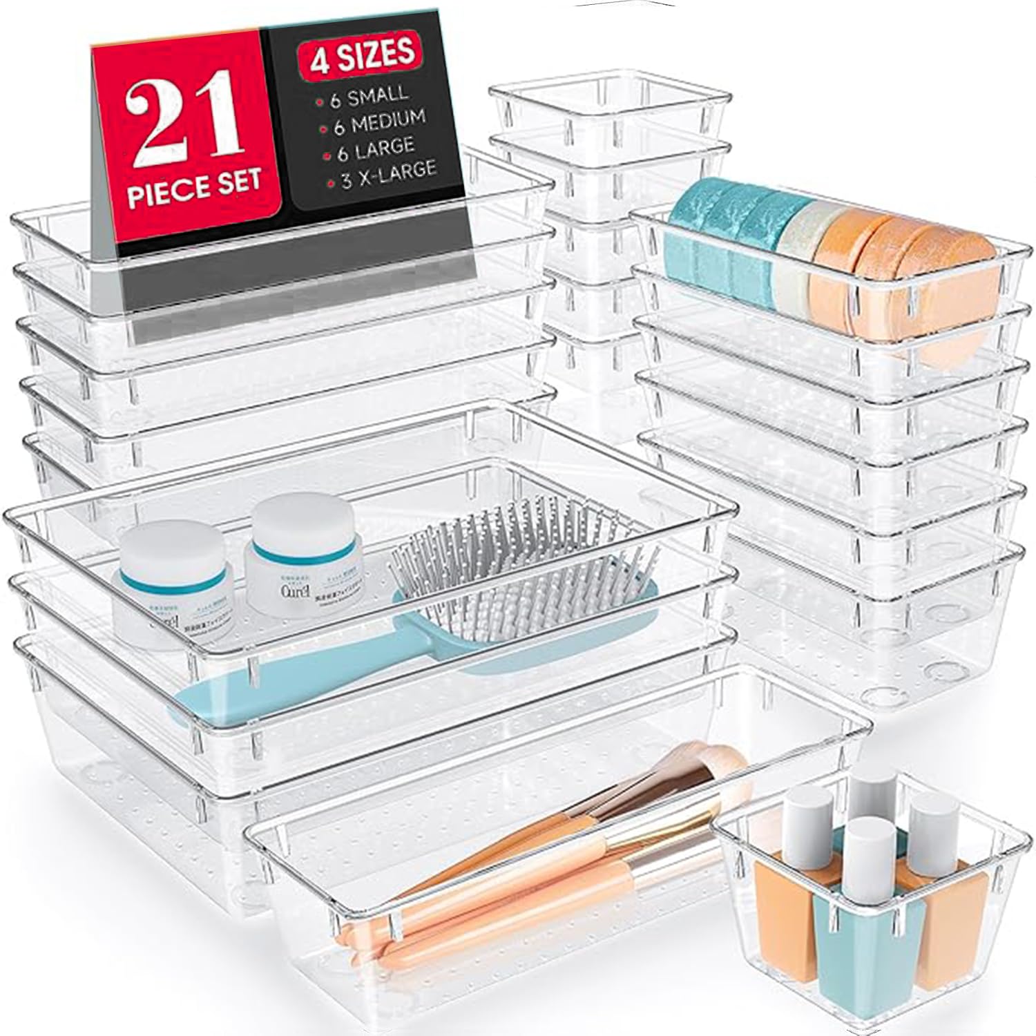 TexRo Drawer Organizer Tray/MultiPurpose Drawers Organisers/Dressing Table Organiser & Make Up Organiser/Perfect For Cosmetics