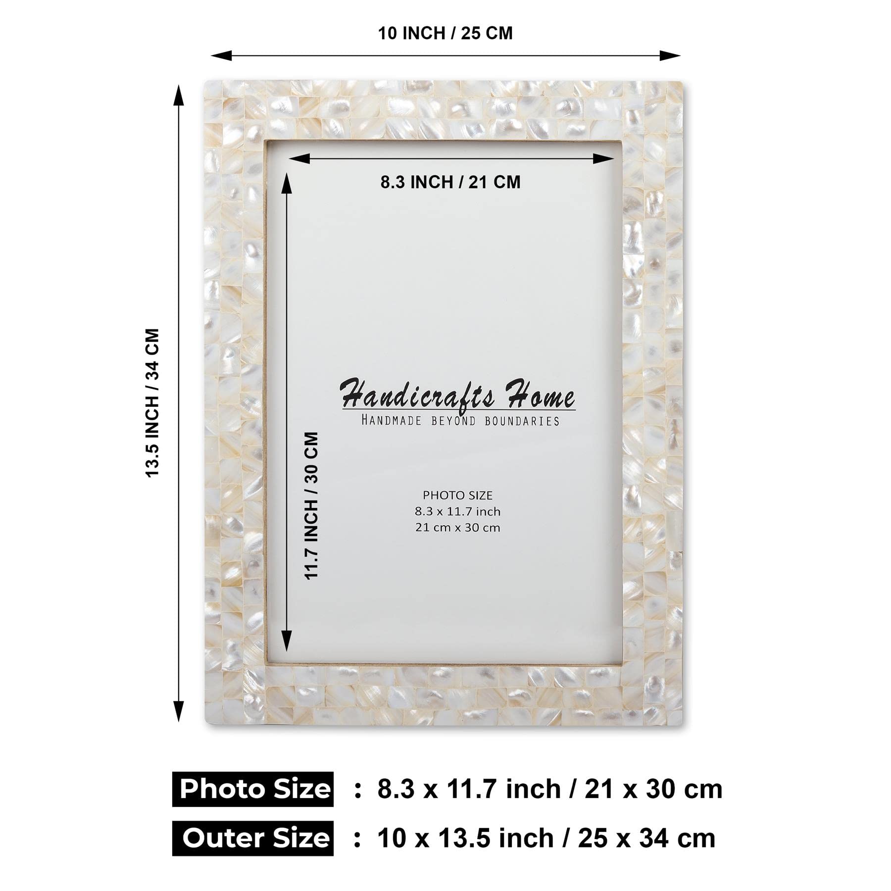 Handicrafts Home 8.3x11 Picture Frame Mother of Pearl Collection- Handcrafted Small Frame for Living Room, Wall Decor, Office De