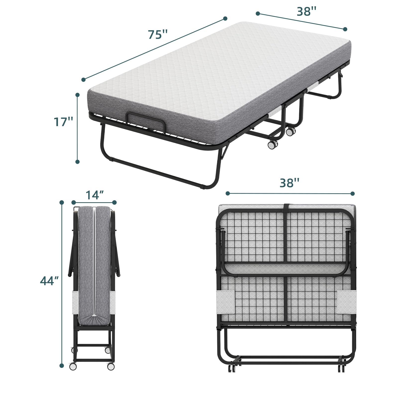 Espsilto Twin Size Folding Bed With Mattress For Adult