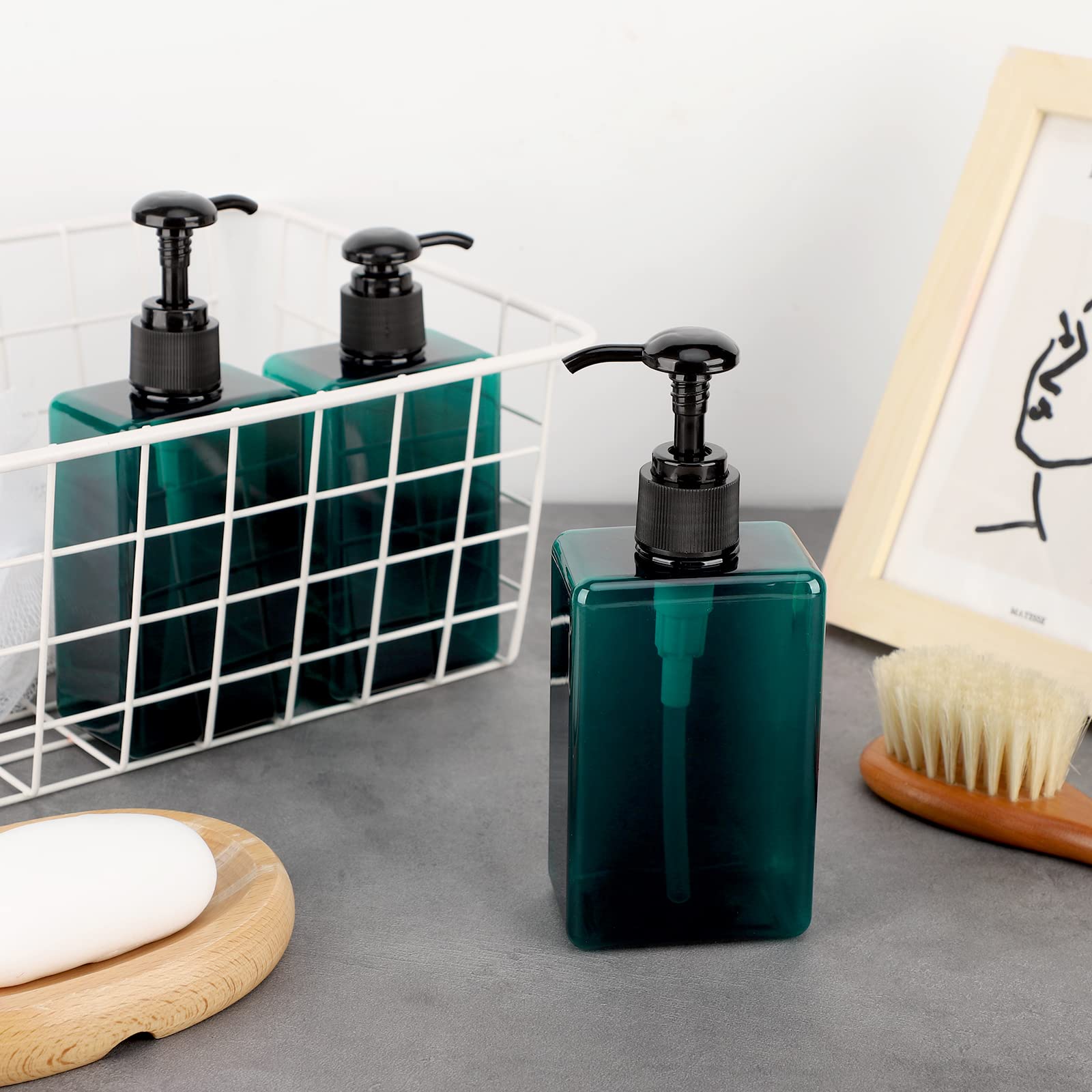 Suream 9.5Oz Refillable Pump Press Bottles, Plastic Shampoo And Conditioner Dispenser, 280Ml Reuable Cosmetic Empty Bottle, Bath