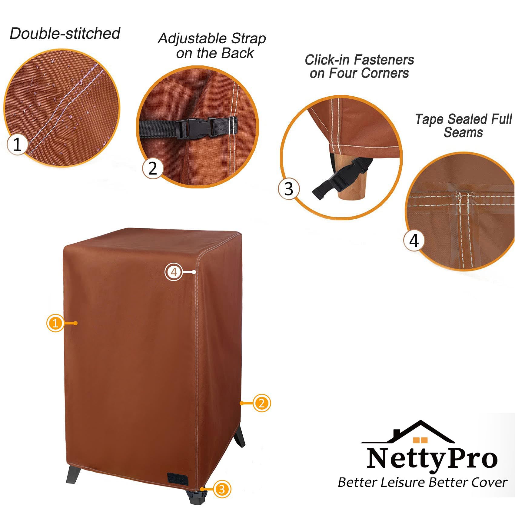 Netttypro 30 Inch Waterproof Electric Smoker Cover For Cuisinart Dyna-Glo Charbroil Digital Propane Vertical Smoker, Outdoor 600