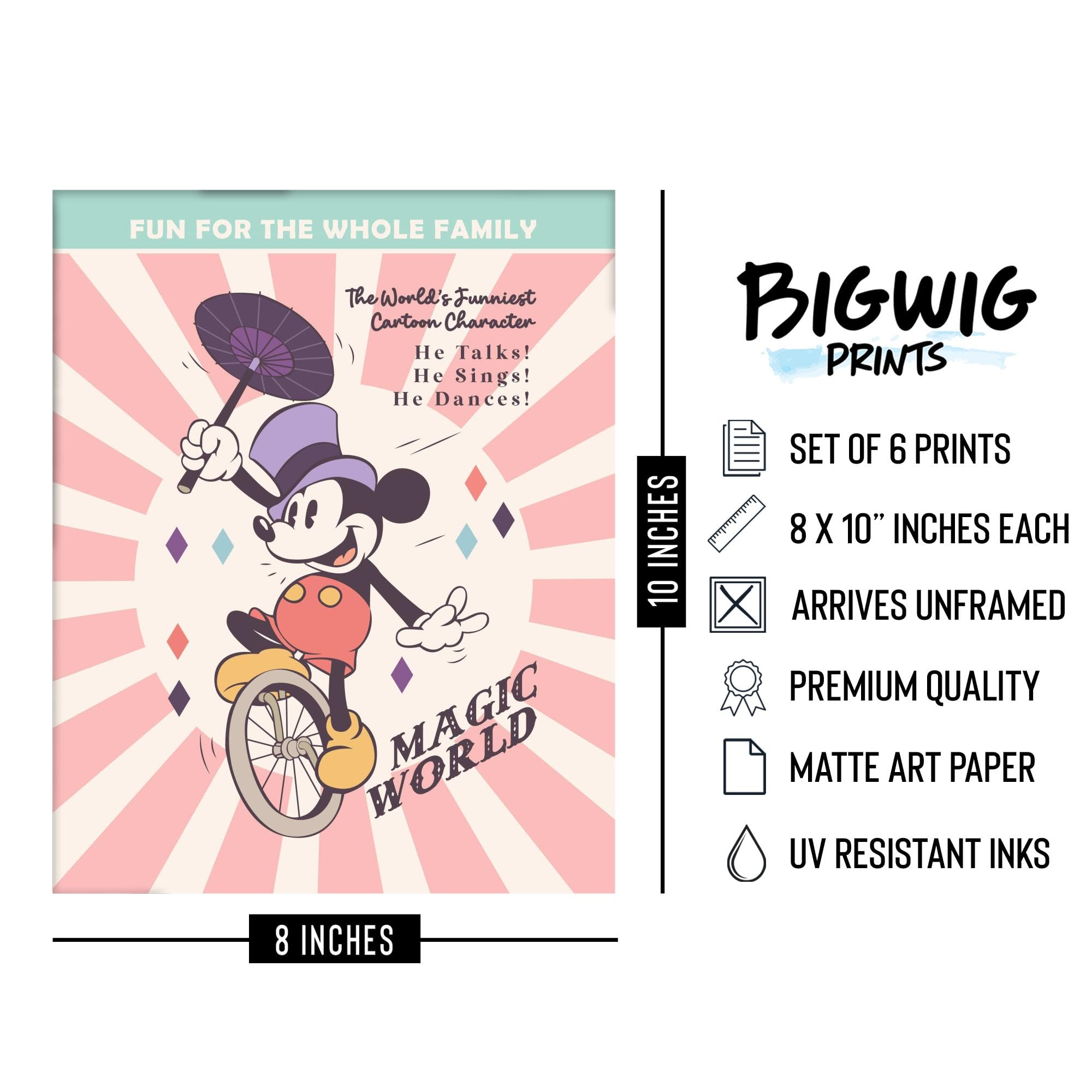 Bigwig Prints Mickey Mouse Wall Decor - Mickey Mouse Decor, Mickey Mouse Art, Disney Wall Art, Mickey Mouse Room Decor For Boys,