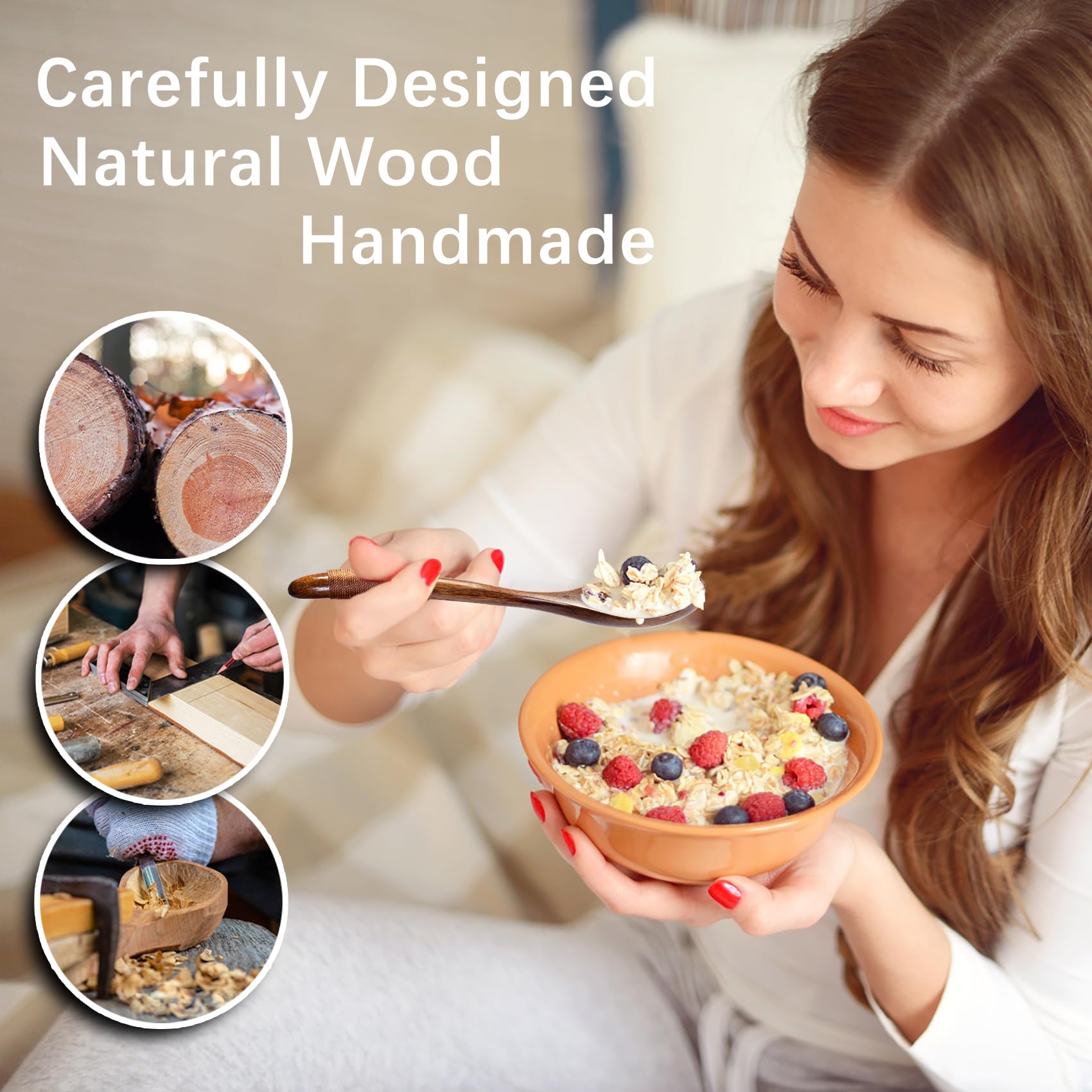 Hefild 6 Pcs Wooden Spoons For Honey, 6.7 Inch Small Wooden Spoons - Terrific For Tea, Coffee & Soup, Little Wooden Serving Tabl