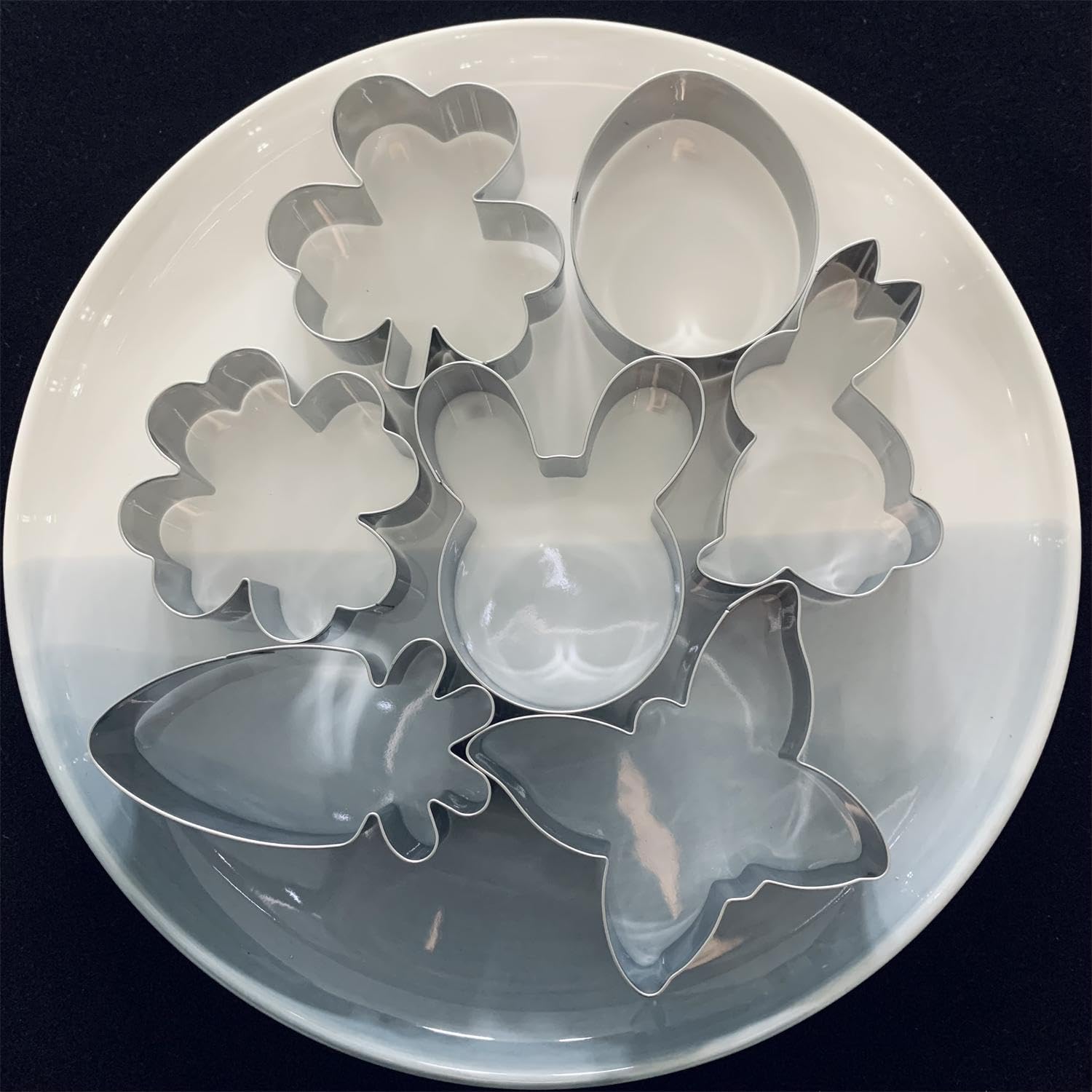 Lubtosmn Shamrock Easter Cookie Cutter Set-3 Inches-7 Piece-Shamrock, Egg, Bunny, Carrot, Flower, Butterfly, Bunny Face, Easter