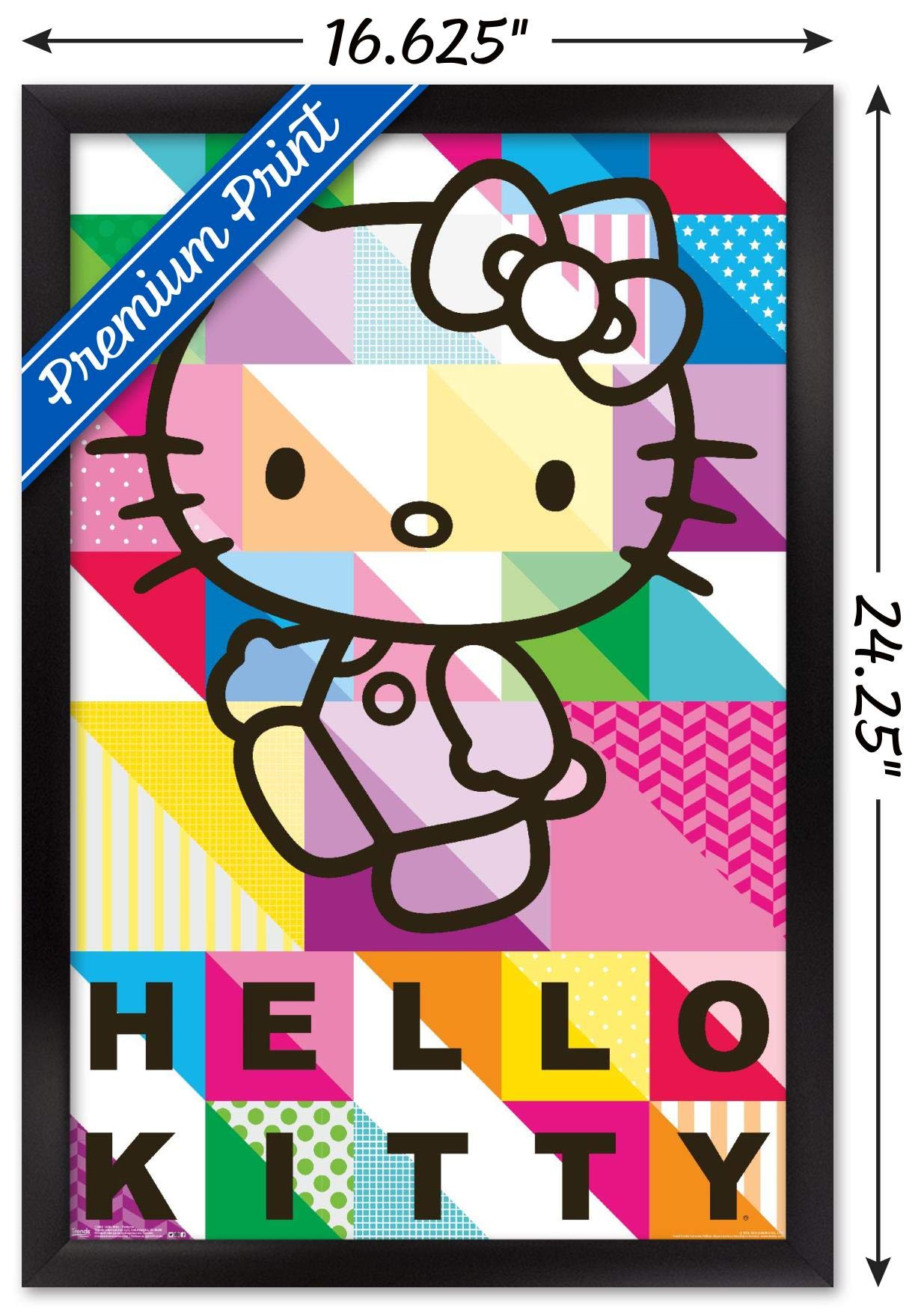 Trends International Hello Kitty Wall Poster, 14.7" x 22.4", Black Framed Version, Model FR13692BLK14X22