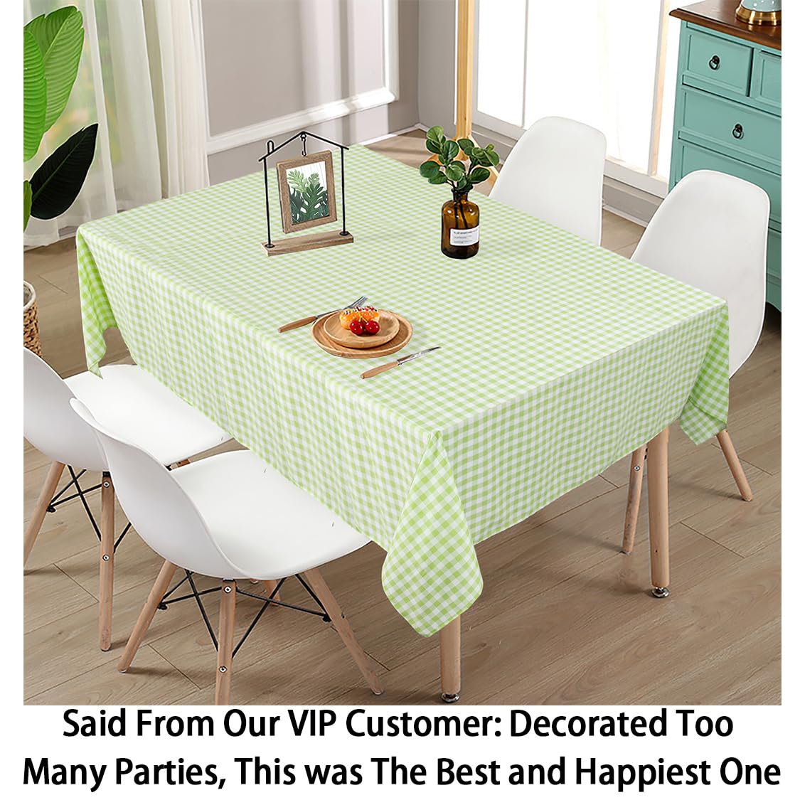 Shinybeauty Checkered Tablecloth -54X54 Square Tablecloth - Green Plaid Tablecloth - Waterproof And Wrinkle Resistant Gingham Ta