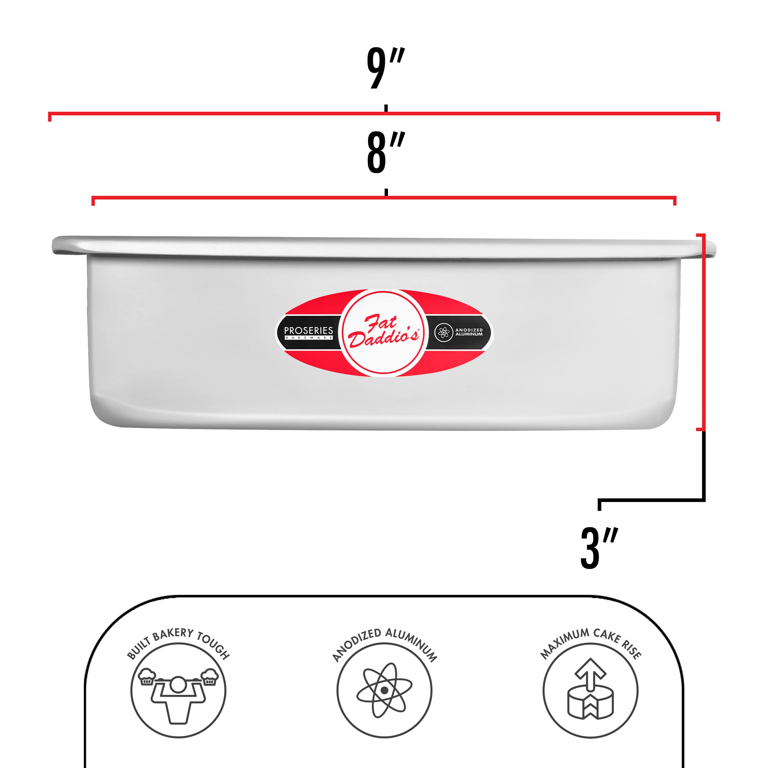 Fat Daddio'S Psqcc-883 Square Cheesecake Pan, 8 X 8 X 3 Inch, Silver