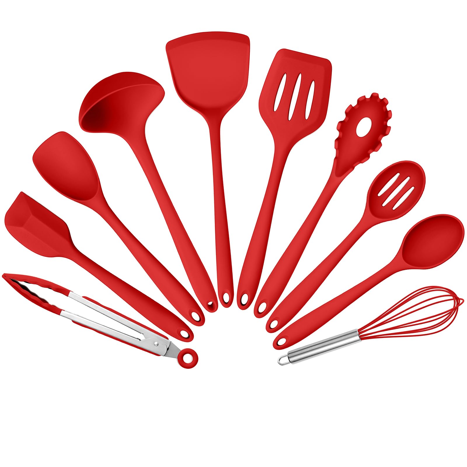 Silicone Cooking Utensils Set of 10, Kitchen Utensils Set for Cooking, 446F Heat Resistant Silicone Kitchen Tools with Turner Sp