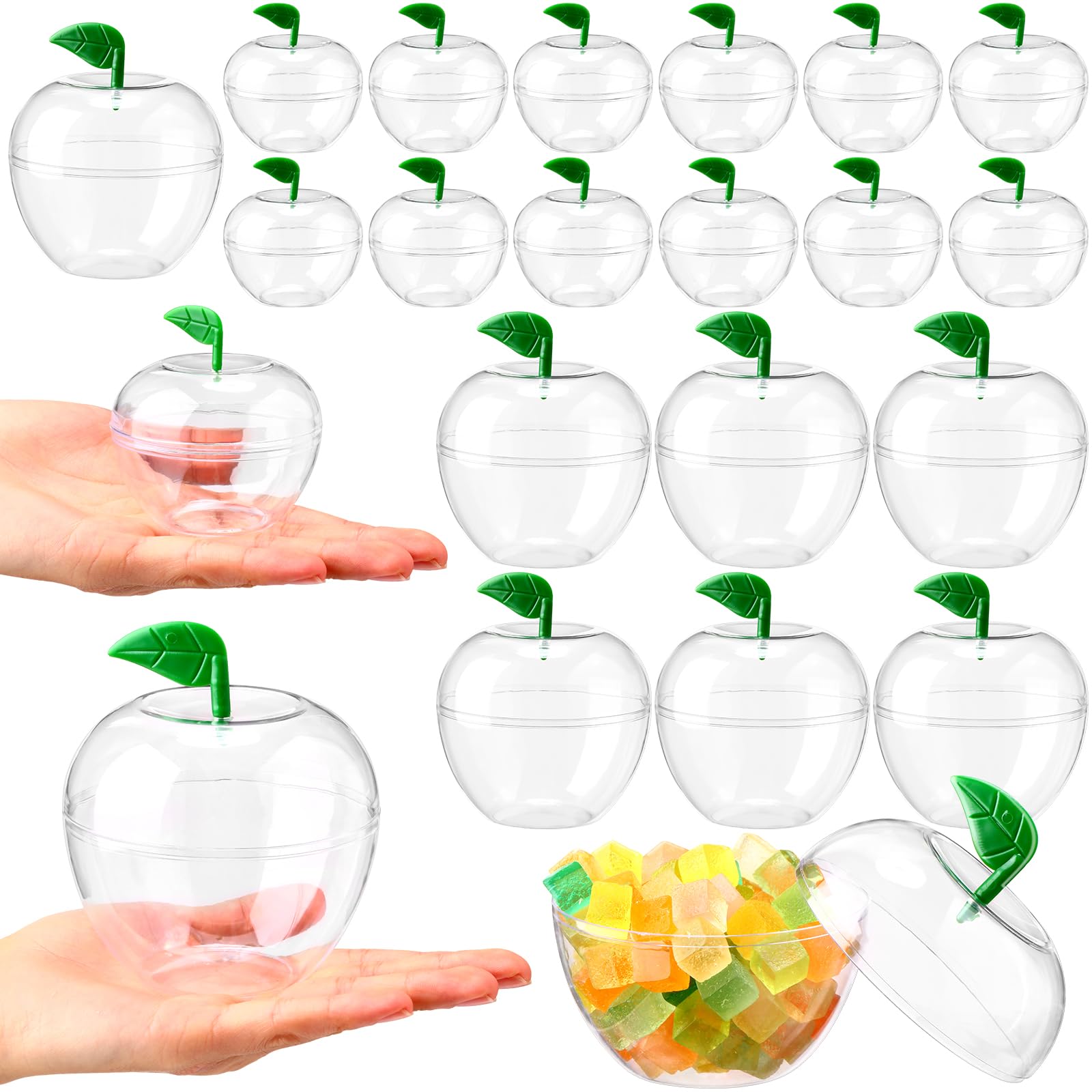 Menkxi 24 Pcs Apple Container Clear Fillable Back to School, Clear