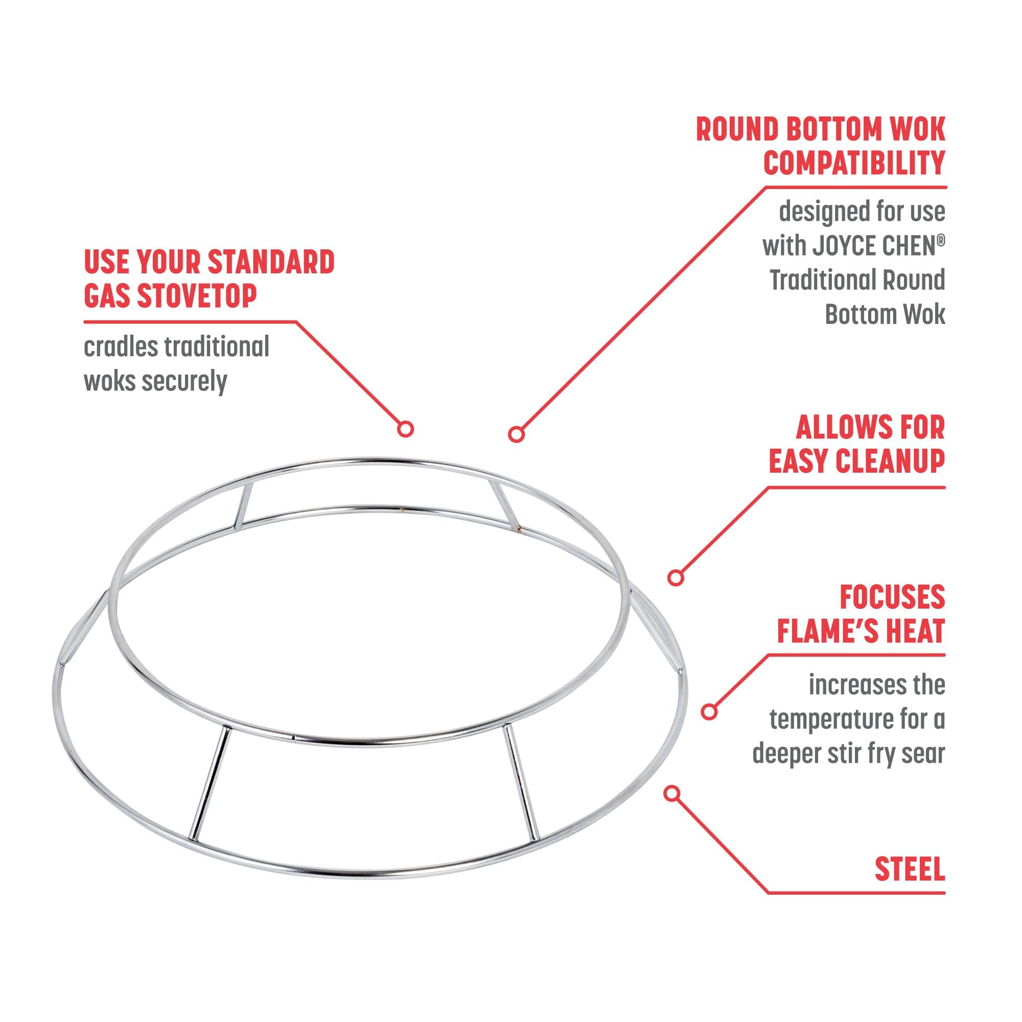 Joyce Chen Wok Ring For Pairing With Traditional Round Bottom Woks
