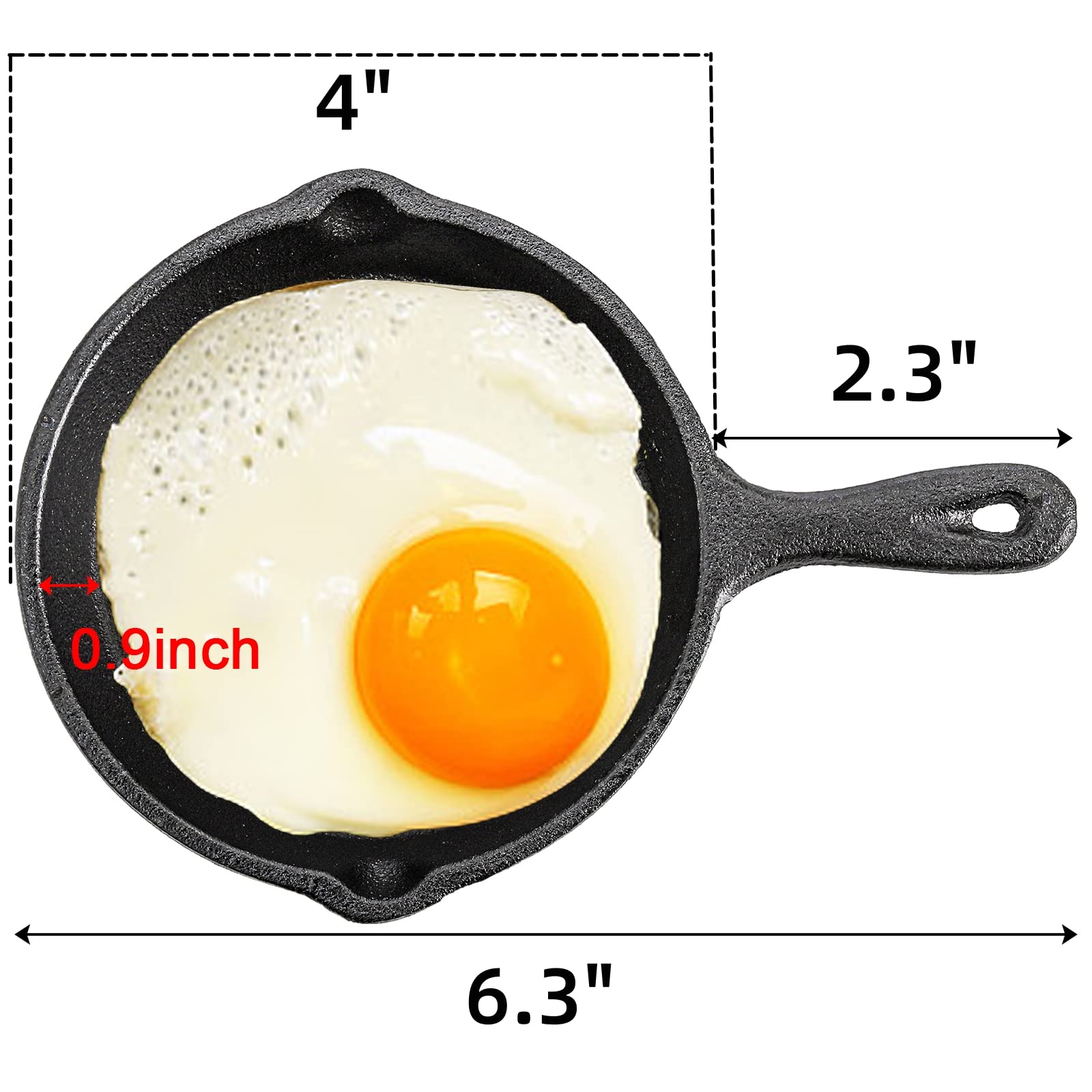 Hiceeden 4 Pack Mini Cast Iron Skillet, 4'' Small Frying Pans With Double Drip-Spouts For Stove, Oven, Grill Safe, Indoor And Ou