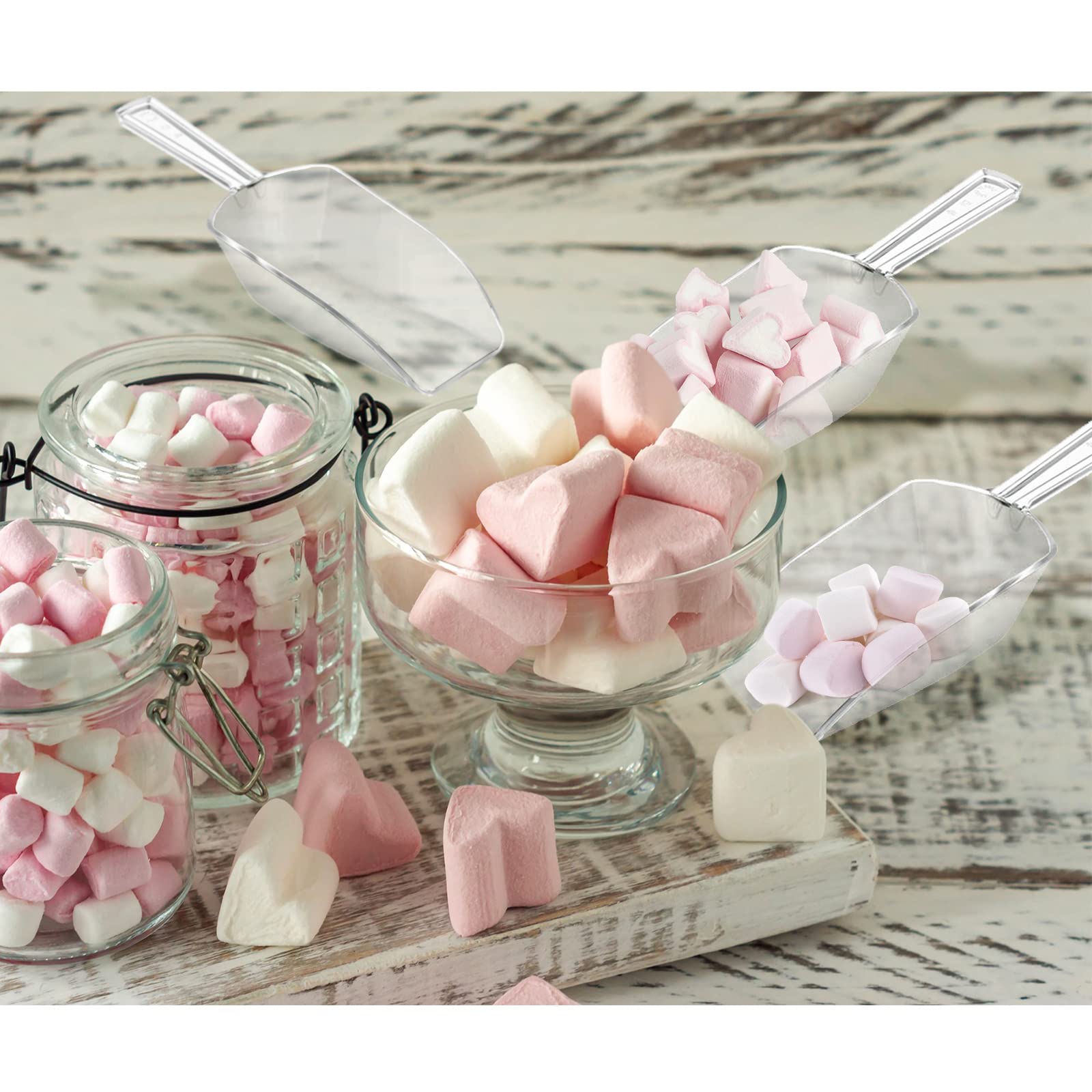 24 Pieces Multi Purpose Kitchen Scoops Acrylic Clear Ice Scoop 5.5'' For Containers Candy Popcorn Food Ice Cream Dessert Caniste