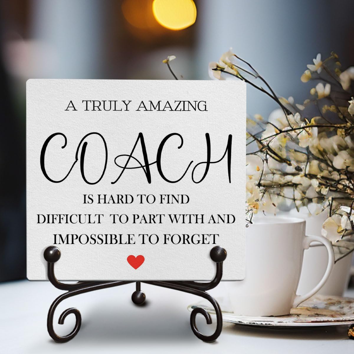 LeFohLon Coach Gifts - Wooden Sign Decor with Stand for Mentor Trainer Office Desk, Rustic Home Decor Plaque - Appreciation Keep