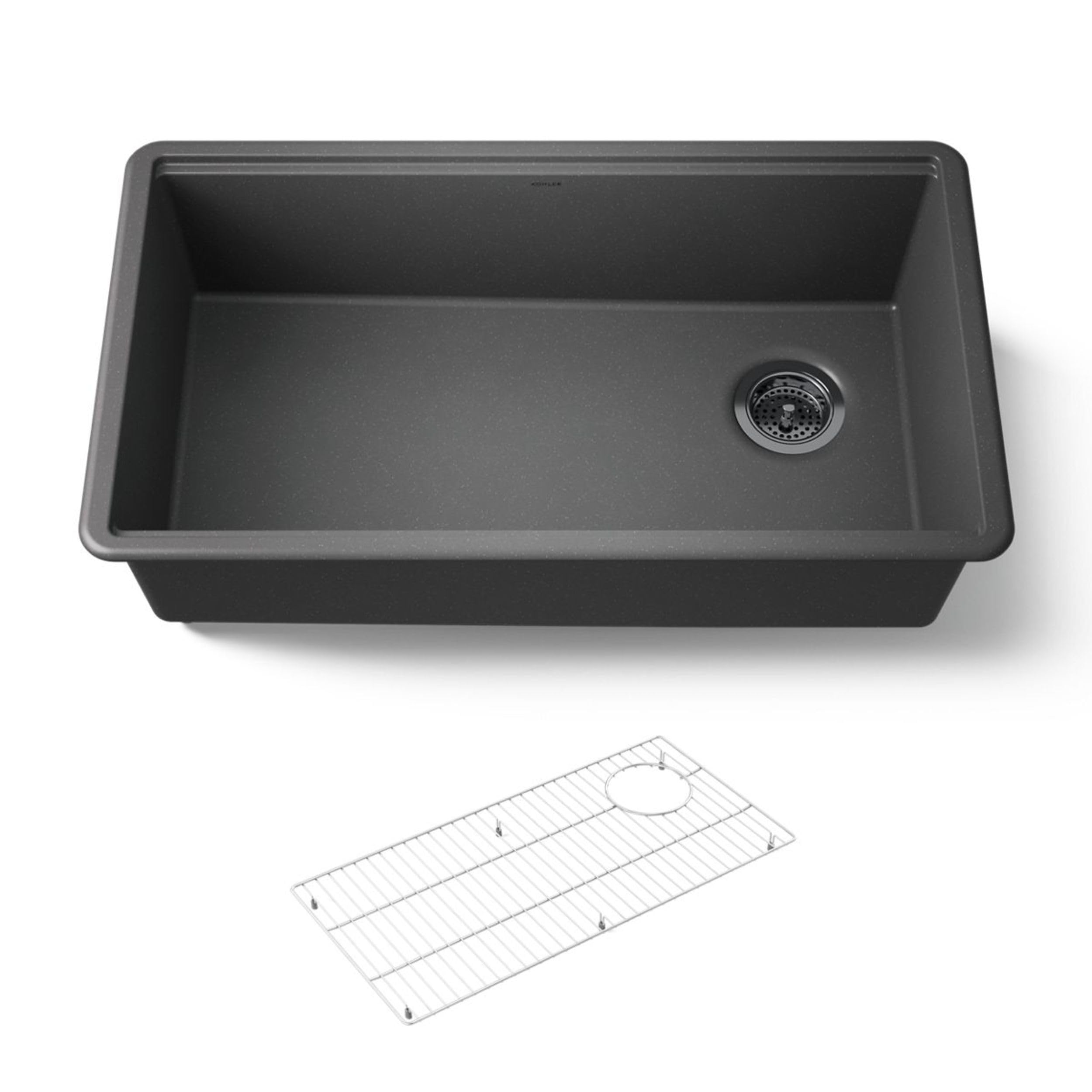 KOHLER Billings 32-1/2 Undermount Kitchen Sink, Single-Bowl Sink, Neoroc, K-33710-CM7, Matte Graphite