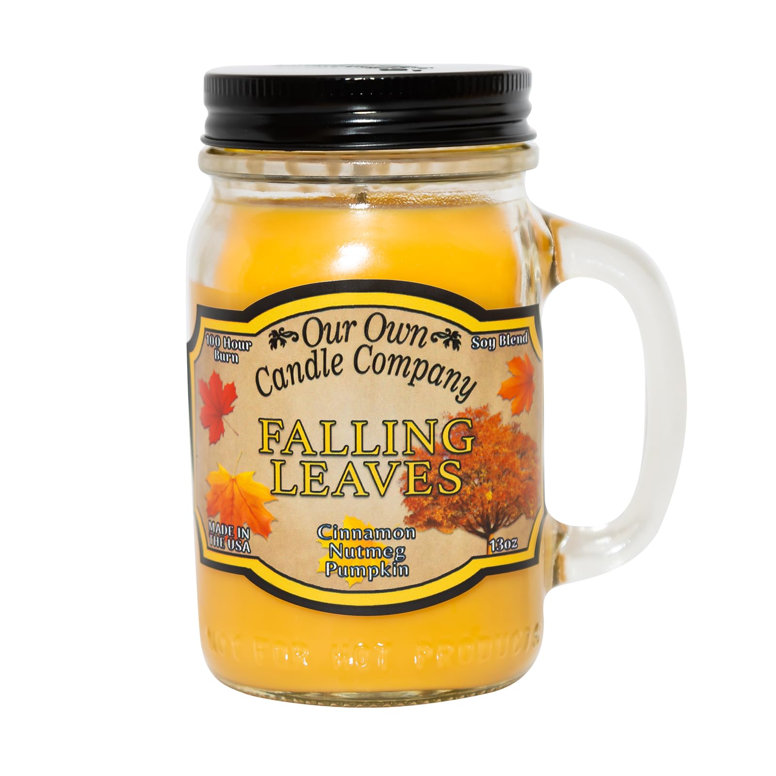 Our Own Candle Company, Falling Leaves Scented Mason Jar Candle, 100 Hour Burn Time, 13 Ounces