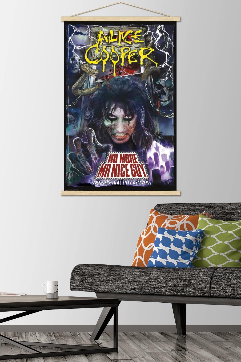 Trends International Alice Cooper - No More Mr. Nice Guy Wall Poster, 22.375'' X 34'', Premium Print And Beechwood Hanger Bundle