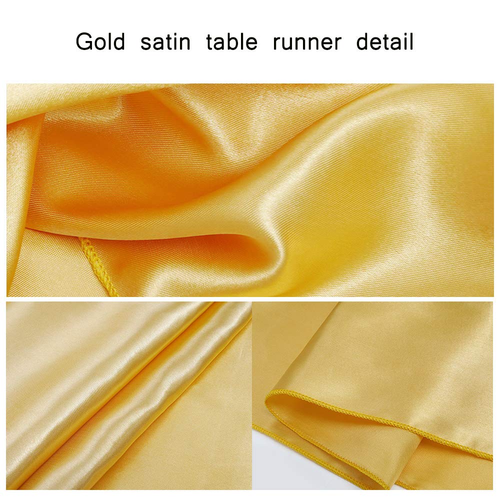 5 Pack Satin Table Runners 12 X 108 Inches Long Silk And Smooth Fabric Gold Table Runner For New Year Party Wedding Banquet Birt