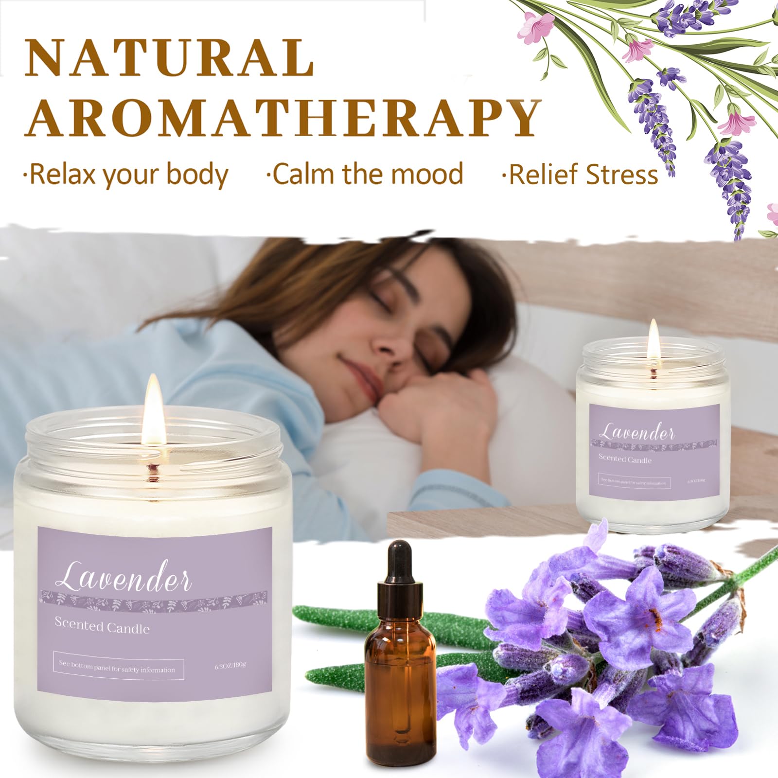 6 Pack Candles for Home Scented Aromatherapy Candles Gifts Set for Women, Lavender Candle, 37.8 oz 300 Hour Long Lasting Candles