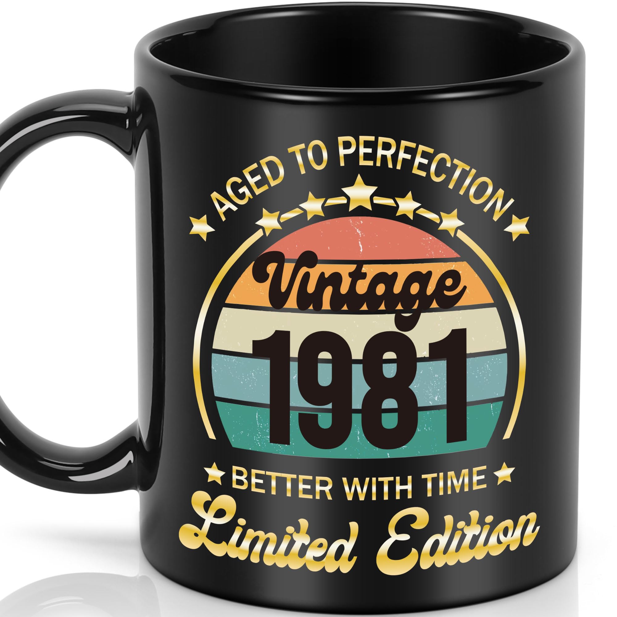 LEJIAJINW 45th Birthday Gift for Men, 45 Year Old Birthday Mug for Him, Vintage 1981 Ceramic Coffee Mug, Back in 1981 45th Anniv