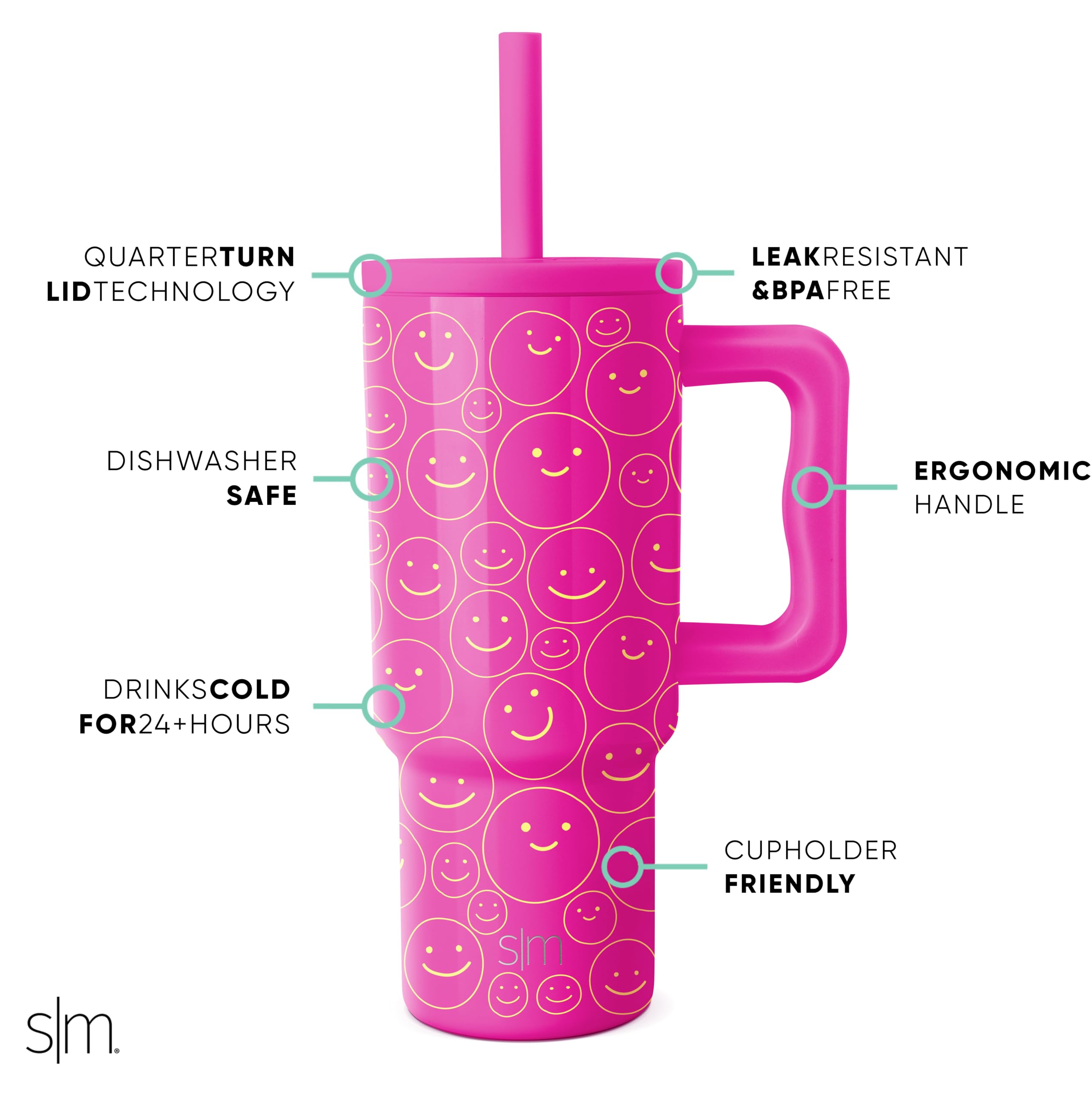 Simple Modern Kids 24 Oz Tumbler With Handle And Silicone Straw Lid | Spill Proof And Leak Resistant | Reusable Stainless Steel
