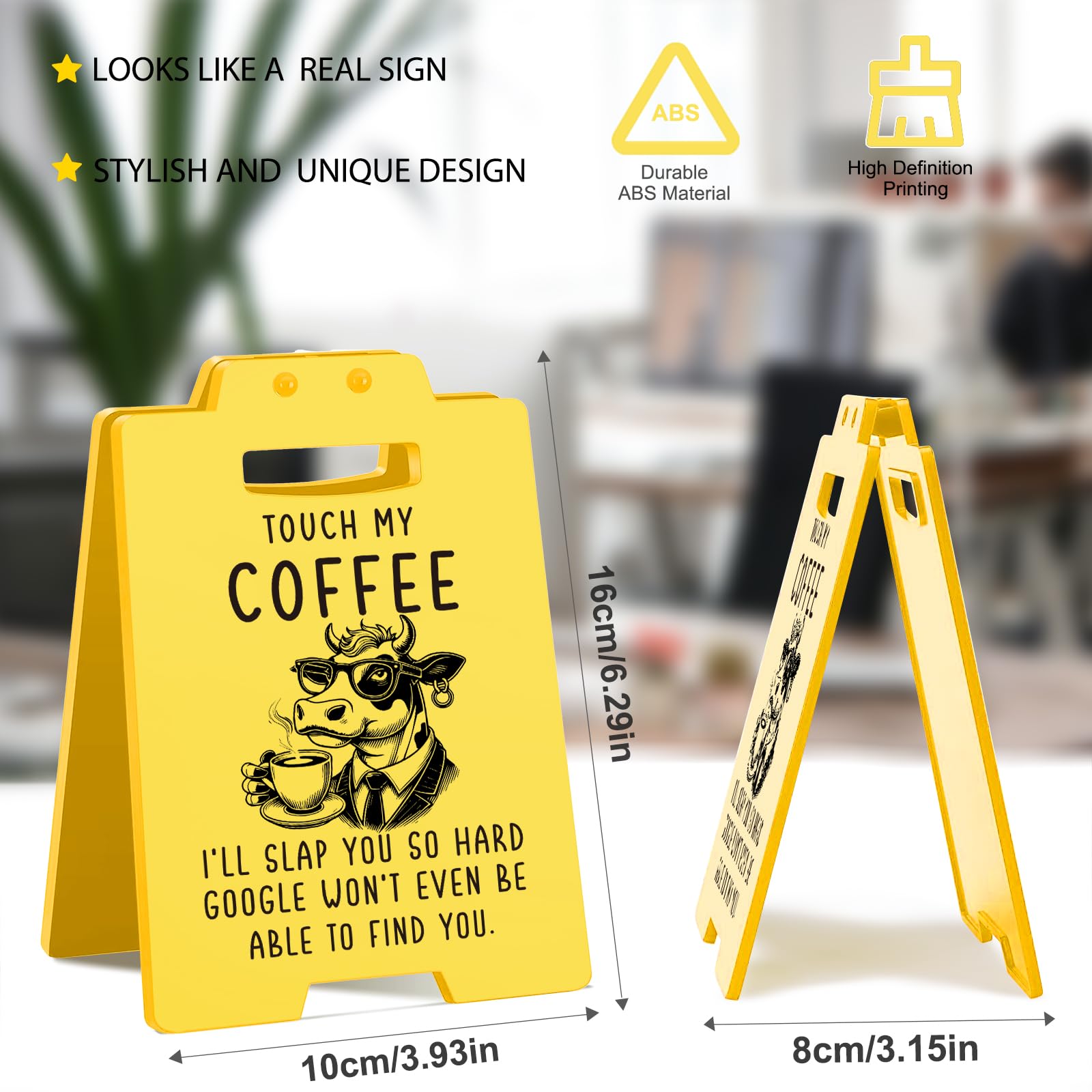 Funny Coffee Desk Sign - Humorous Office Decor for Coworkers and Coffee Lovers - Unique Coffee Gifts & Office Accessories