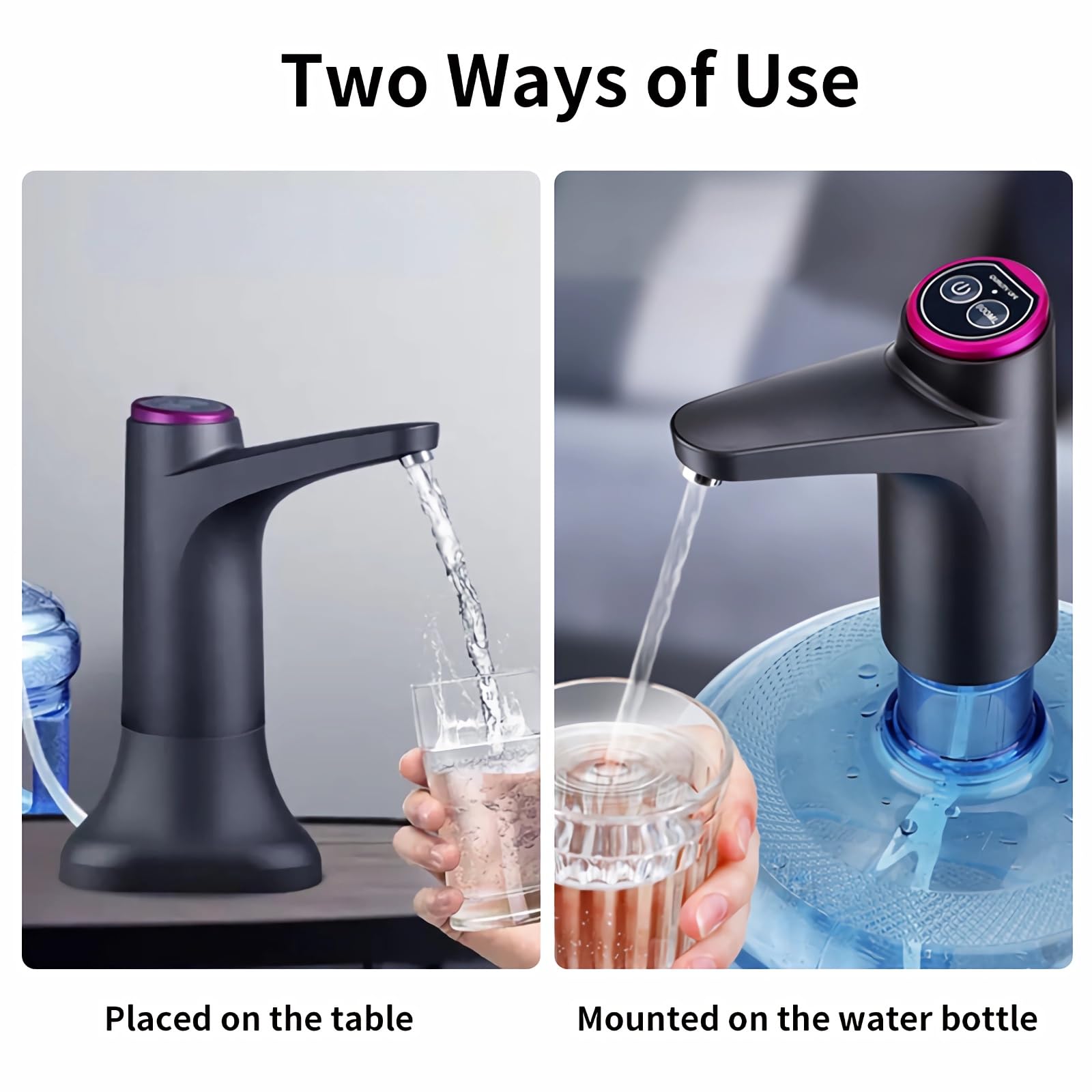 Hipicok 5 Gallon Water Pump, Water Dispenser For 5 Gallon Bottle, Usb Rechargeable Water Jug Dispenser, Portable Automatic Water