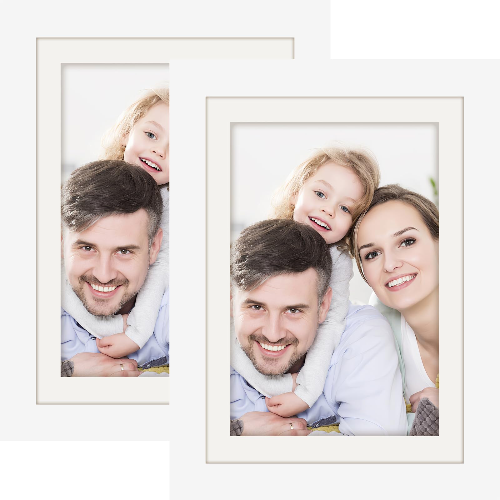 Picture Frames 5x7 2 Pack Made of Solid Wood White for Wall Mounting and Tabletop Display