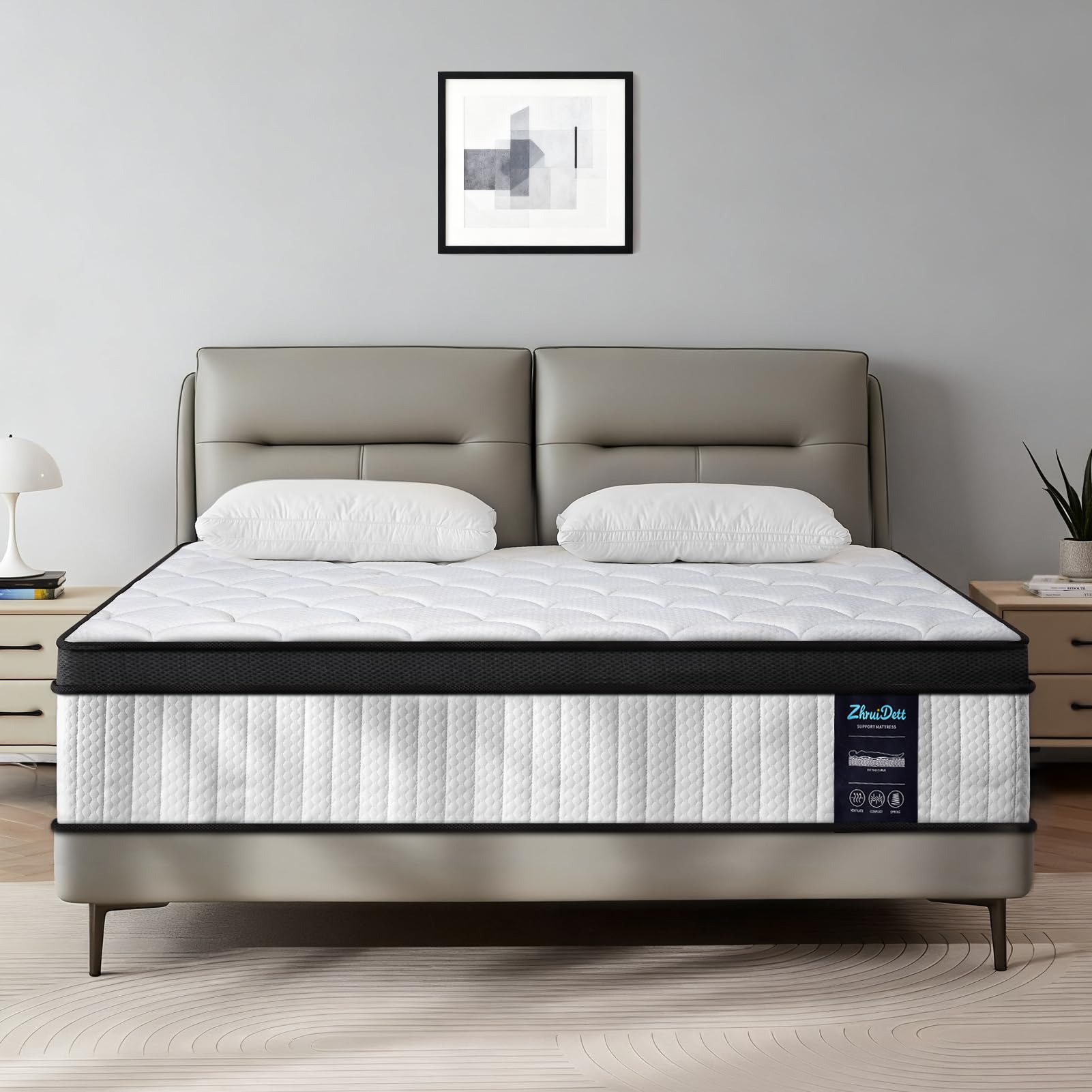 Queen Mattress 12 Inch Medium Firm Hybrid Mattress Queen Size Memory Foam Pocket Steel Springs Matress In A Box For All Sleep Po