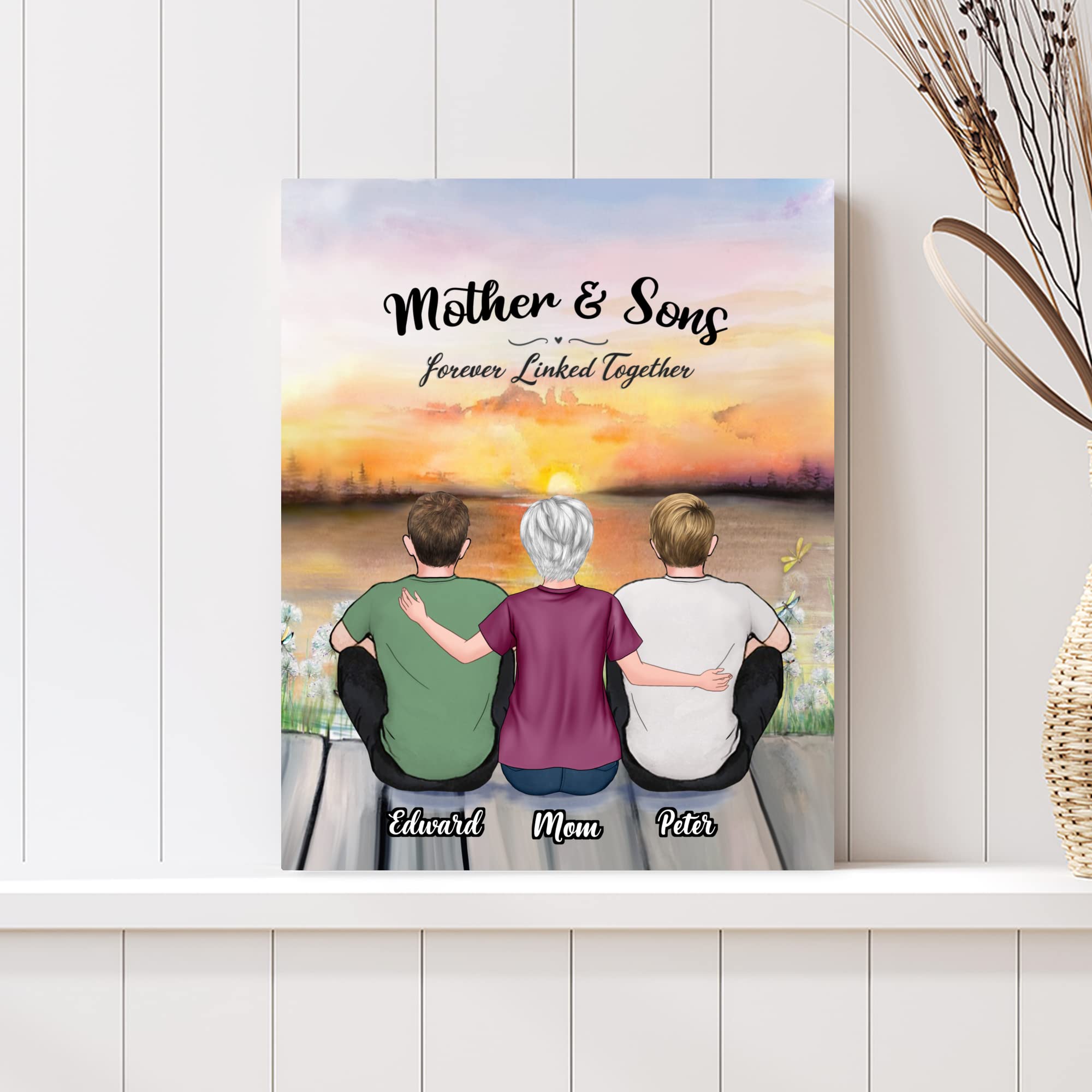 Gossby Custom Mom Wrapepd Canvas - Custom Gift For Mom From Son With Design, Name - Mother Son Art Gift - Mothers Day, Christmas