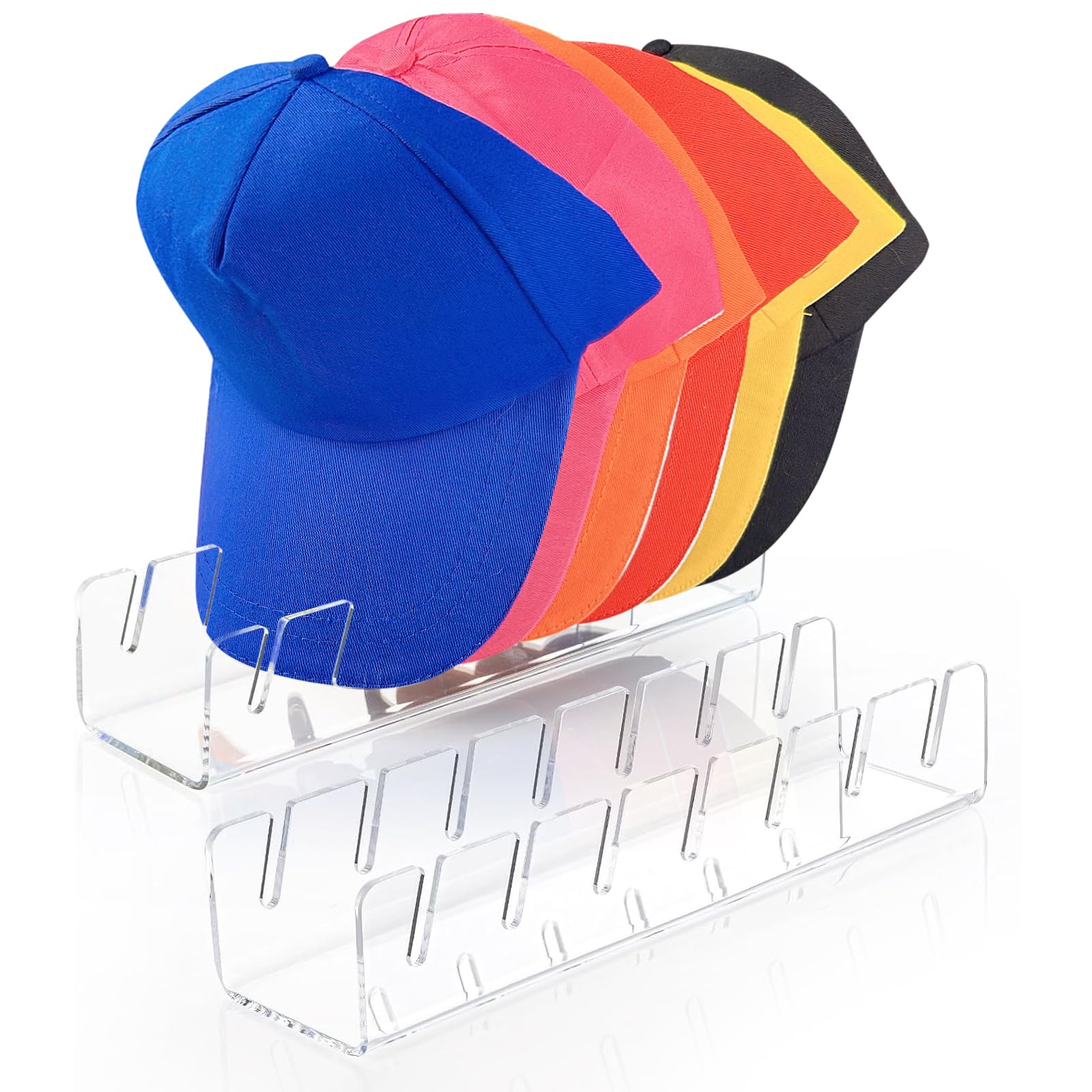 Chenyaoai 2 Pack Hat Stand For Baseball Caps Display And Organizer, No Install Acrylic Hat Holder For 14 Baseball Caps For Bedro